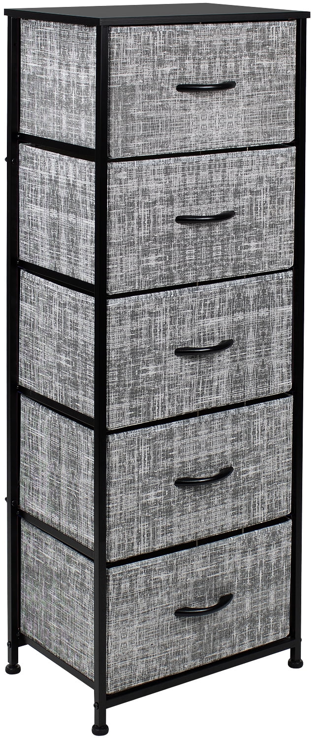Sorbus Dresser Storage Tower, Organizer for Closet, Tall Dresser for Bedroom, Chest Drawer for Clothes, Hallway, Living Room, College Dorm, Steel Frame, Wood Top, Fabric, 5 Drawers