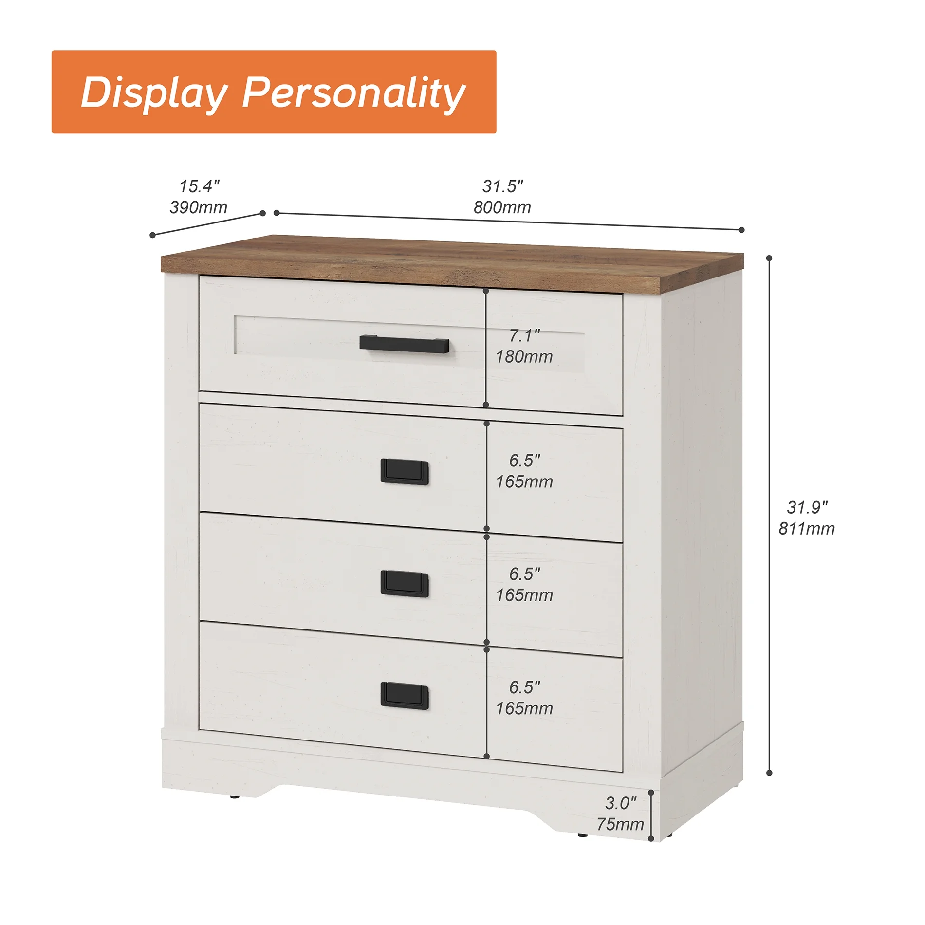 4 Drawers Dresser for Bedroom, Drawer of Chest Clothes Organizer with Anti-tilt Device,31.9