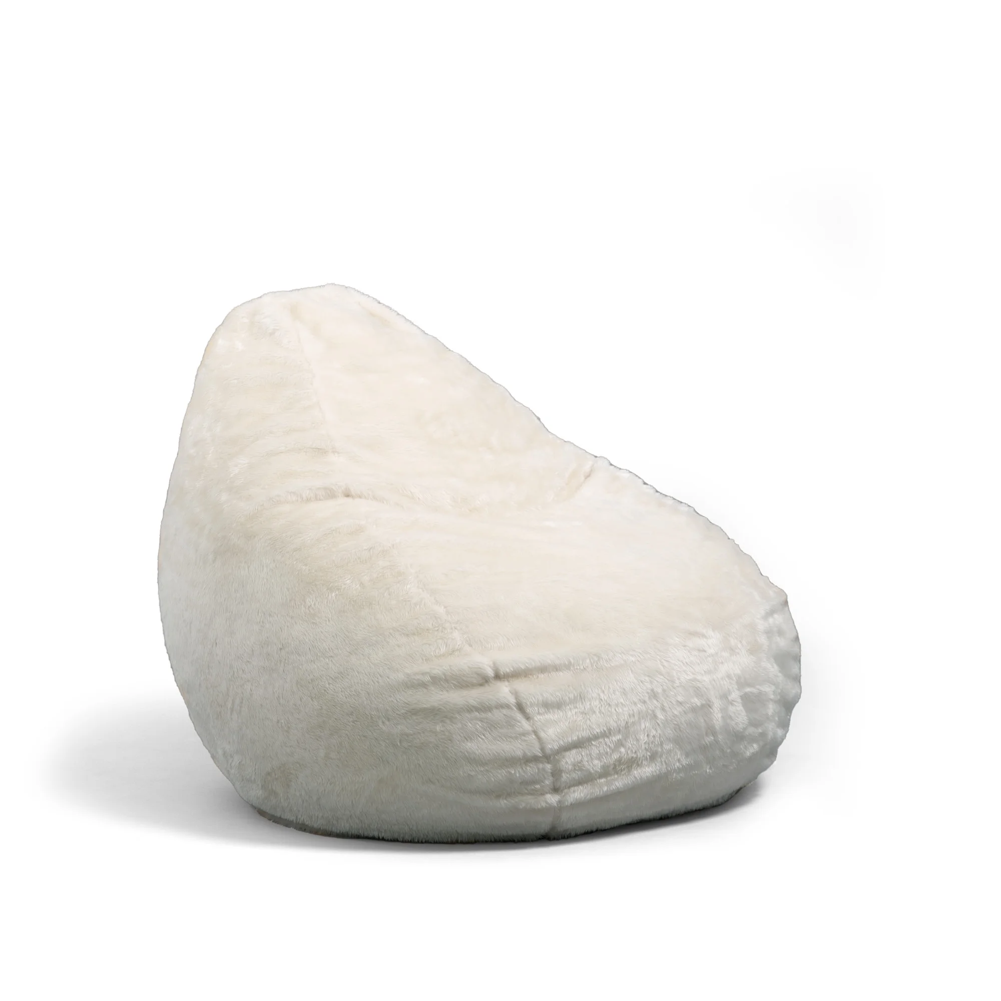 Big Joe Lotus Foam Filled Teardrop Bean Bag Chair with Removable Cover, Ivory Short Shag, Soft Faux Fur, 4 feet Big