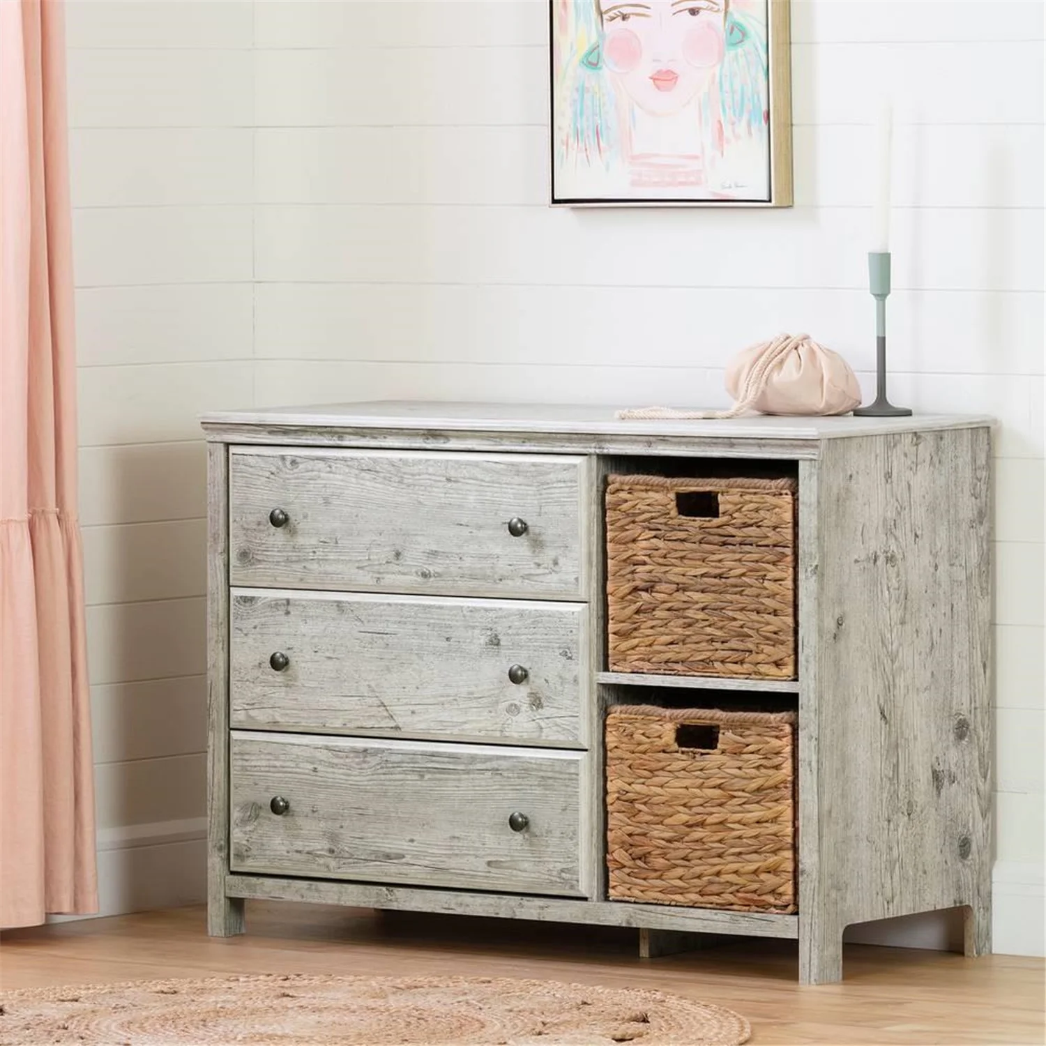 Maykoosh Modern Marvel 3-Drawer Dresser With Storage Baskets