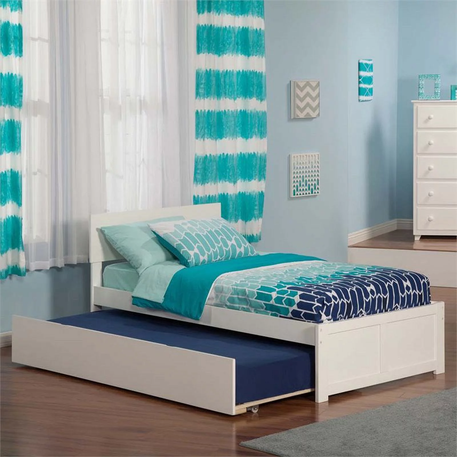 Leo & Lacey Urban Twin Trundle Platform Bed in White