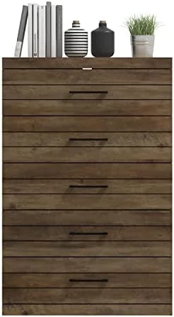 xrboomlife Elis 5 Drawer Dresser - Dressers & Chest of Drawers - Dresser for Bedroom - Bedroom  - Wood Dresser - Clothes Drawer Organizer - Ultra Fast Assembly - Matt White