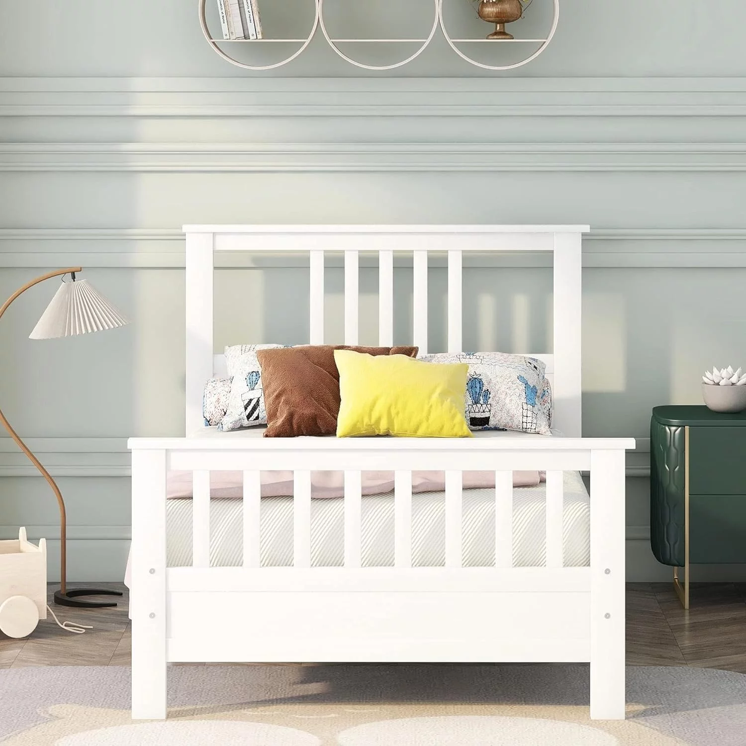 Bed Frame, Size Platform Bed With Headboard And Footboard, Wooden Bed Frame With Slat Supports, No Box Spring Needed(, White)