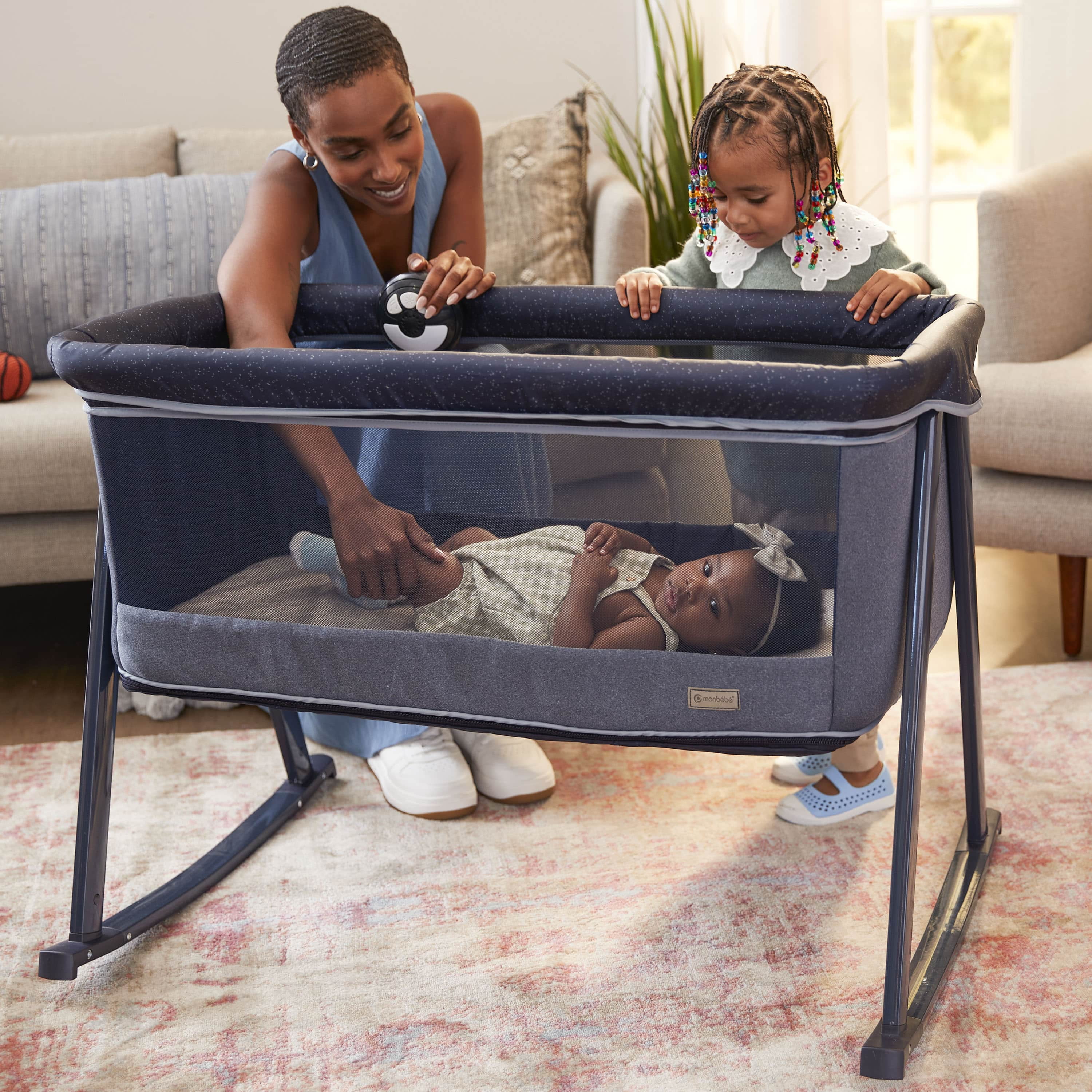Monbebe Rocking Baby Bassinet to Playard, Astros