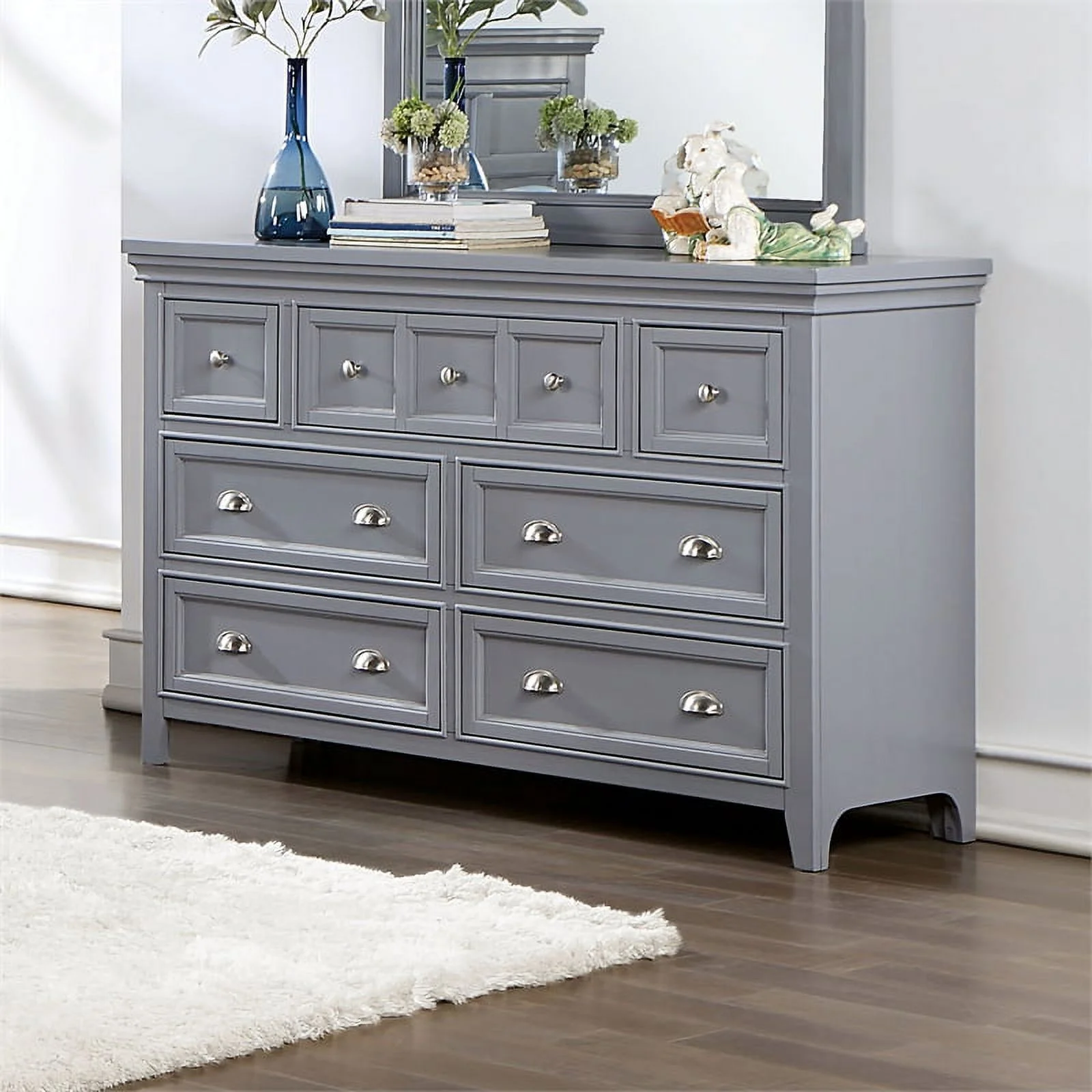 Furniture of America Ender Transitional Wood 7-Drawer Dresser in Gray
