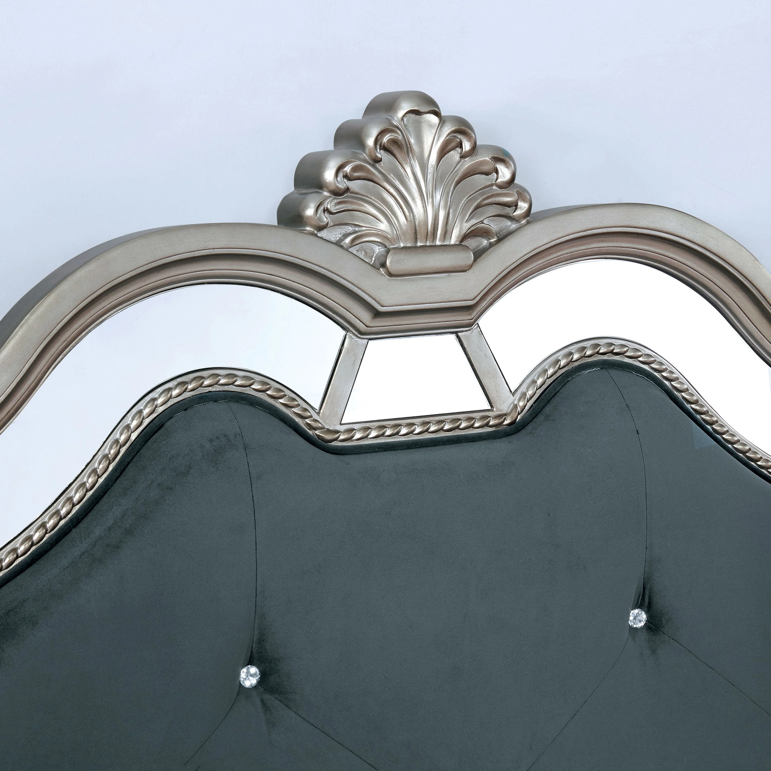 Furniture of America Viktoria Wood Panel Bed, California King, Silver