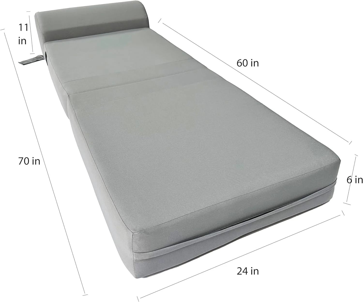 Gray Sleeper Chair Folding Beds, Convertible Studio Sofa Bed, High Density Foam (70 x 24 x 6 in Thick)