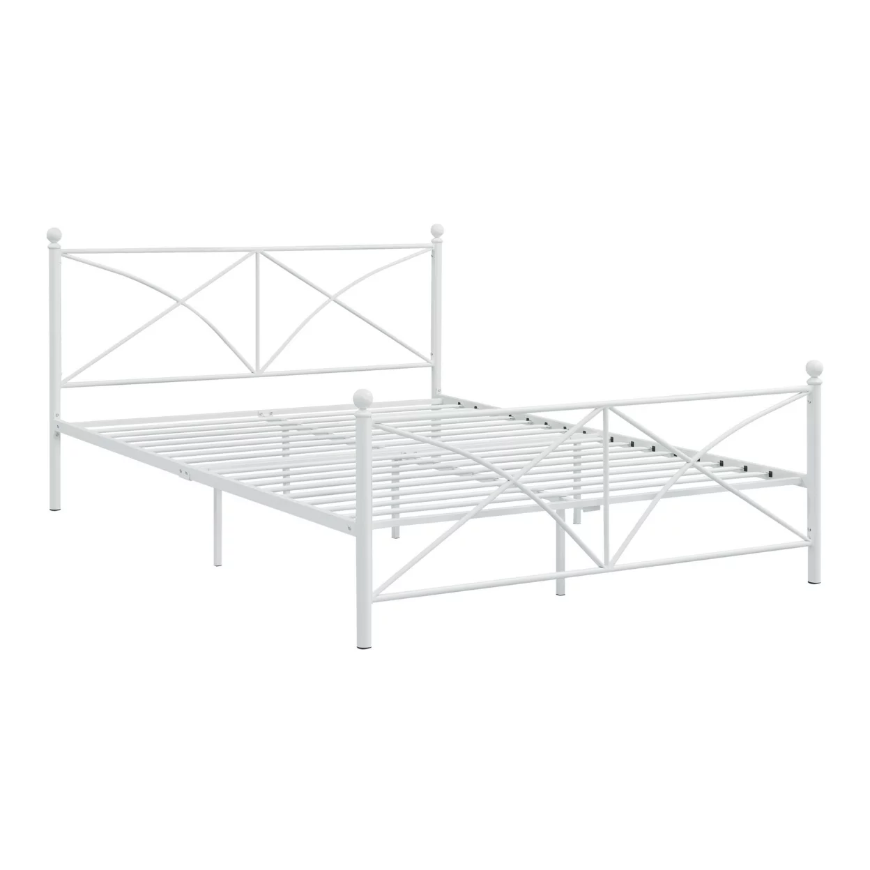 Kelly Modern Queen Size Bed, Heavy Steel Metal Frame, Matte Finished White