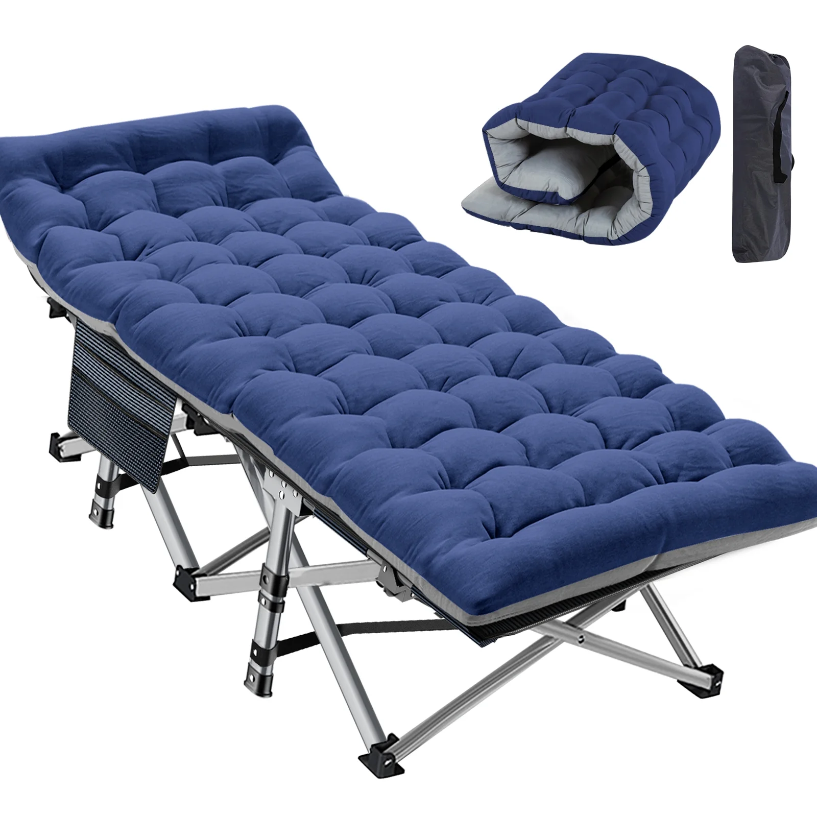 NAIZEA Oversized Heavy Duty Outdoor Camping Cot Bed with with Mattress, 78