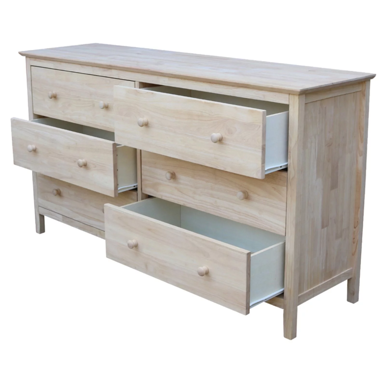 International Concepts Unfinished Solid Wood 6 Drawer Dresser