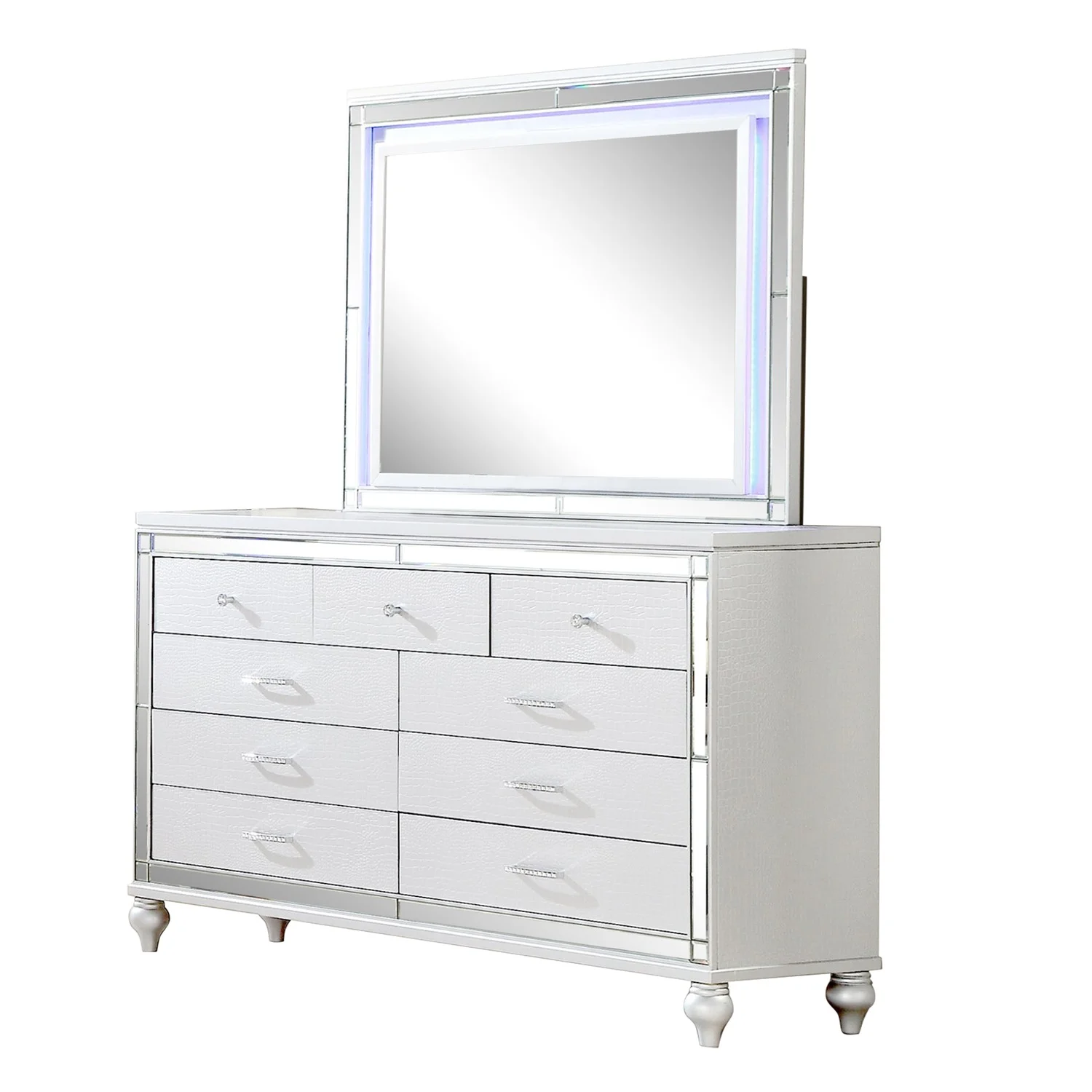 Galaxy Home Furnishings Sterling Mirror Framed Dresser Made With Wood in White Color
