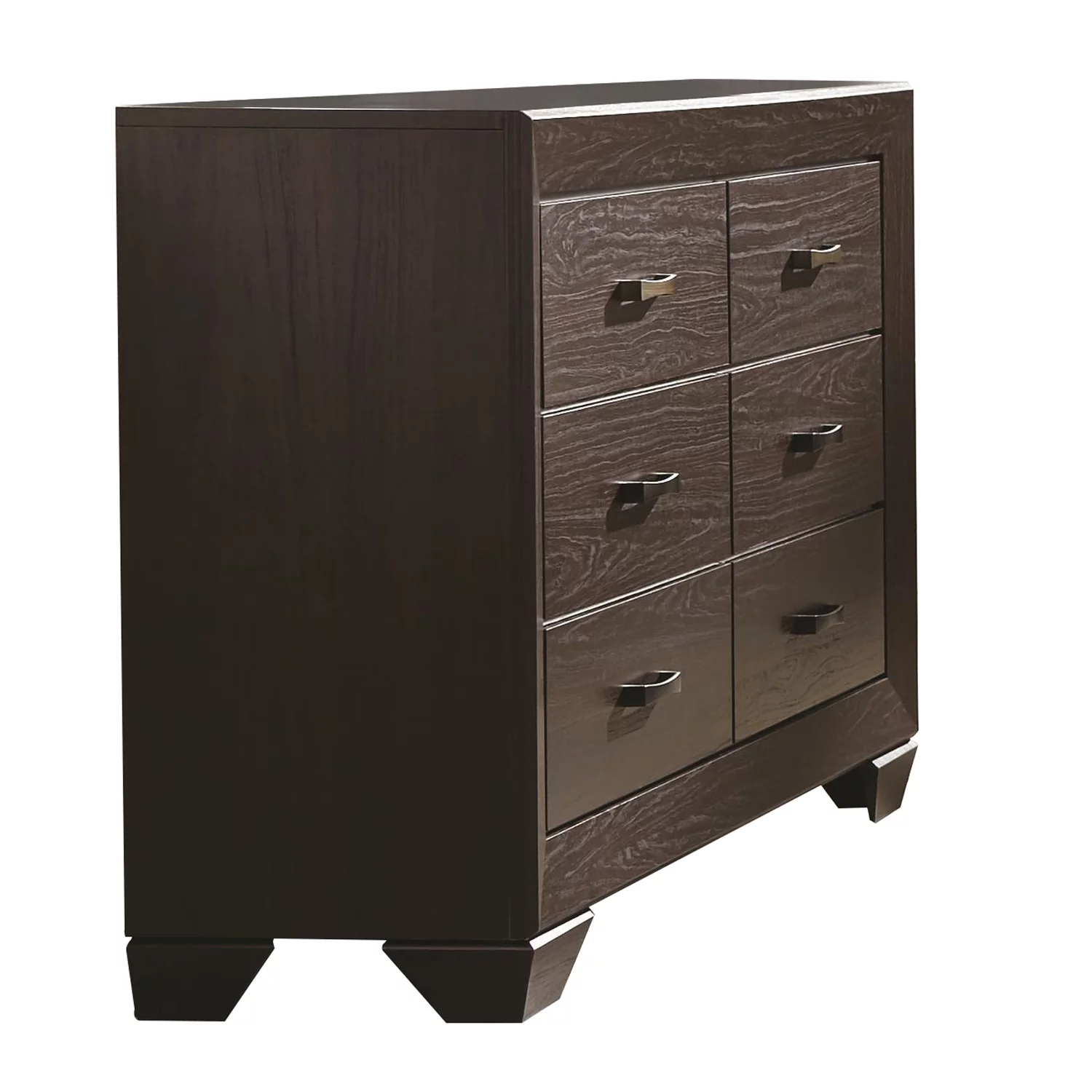 Benzara Wooden Transitional Six Drawer Dresser, Dark Cocoa Brown