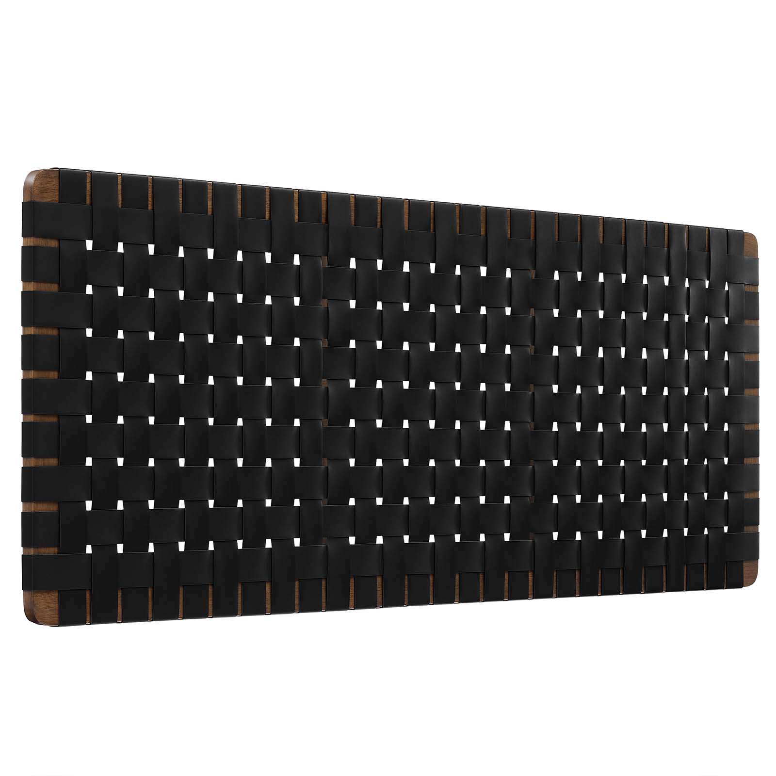 Modway Sparta Weave Wall-Mount Queen Vegan Leather Headboard in Walnut Black