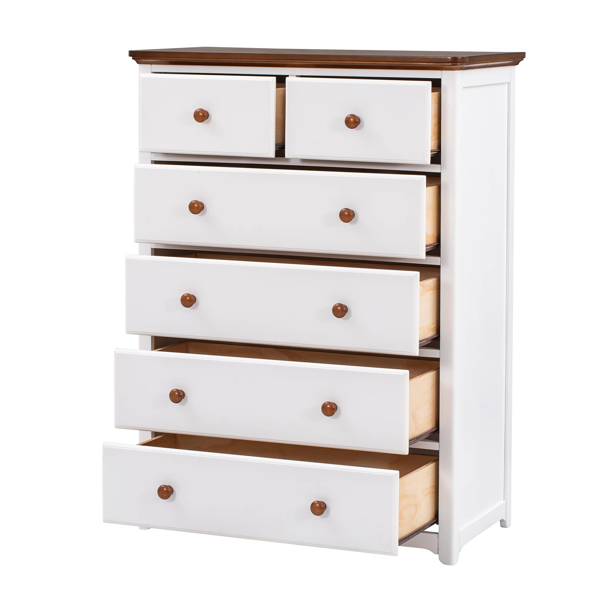 Dawn Whisper 3-Pieces Bedroom Sets Full Size Platform Bed with Nightstand (USB Charging Ports) and Storage Chest, White and Walnut
