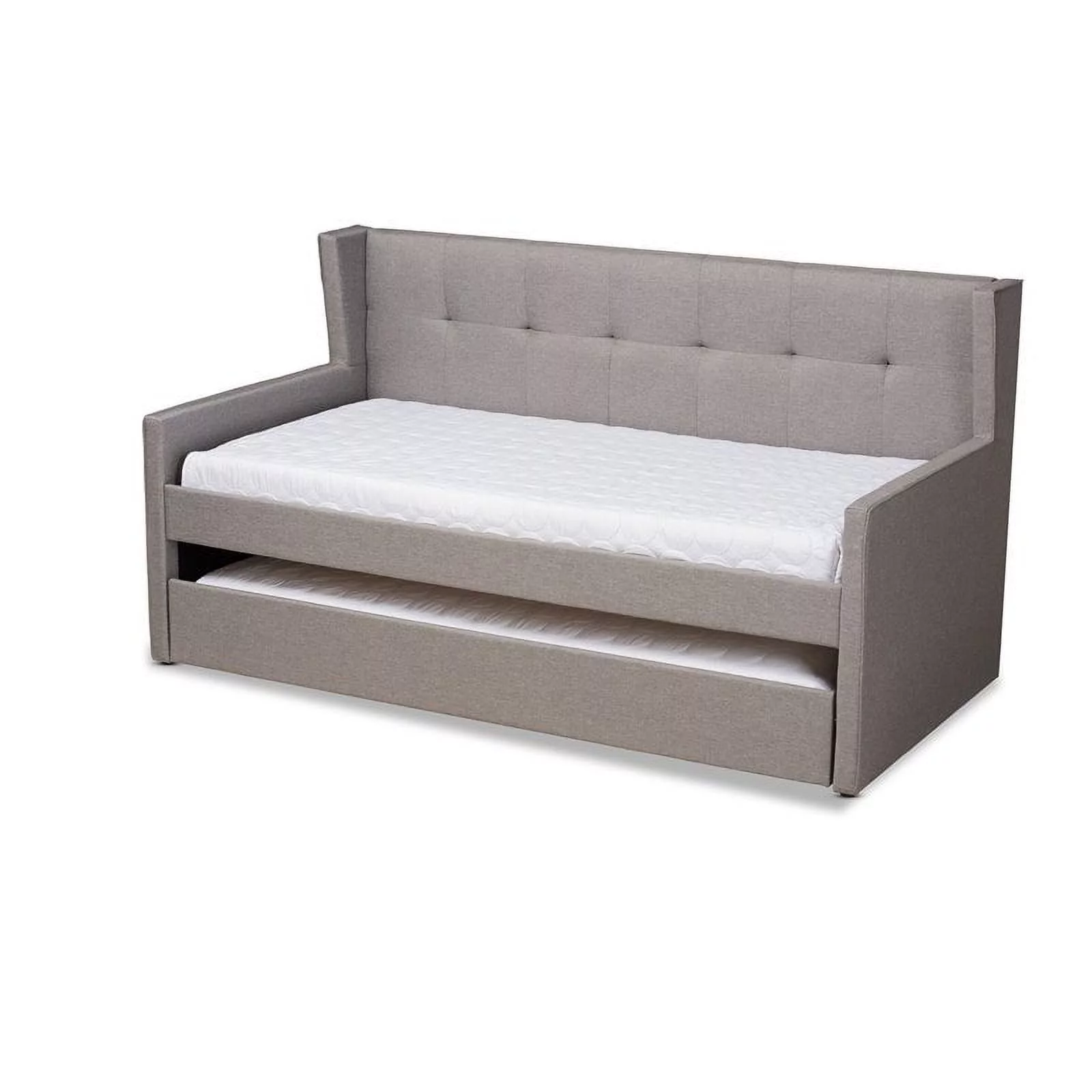 Bowery Hill Contemporary Upholstered Fabric Twin Daybed with Trundle in Gray