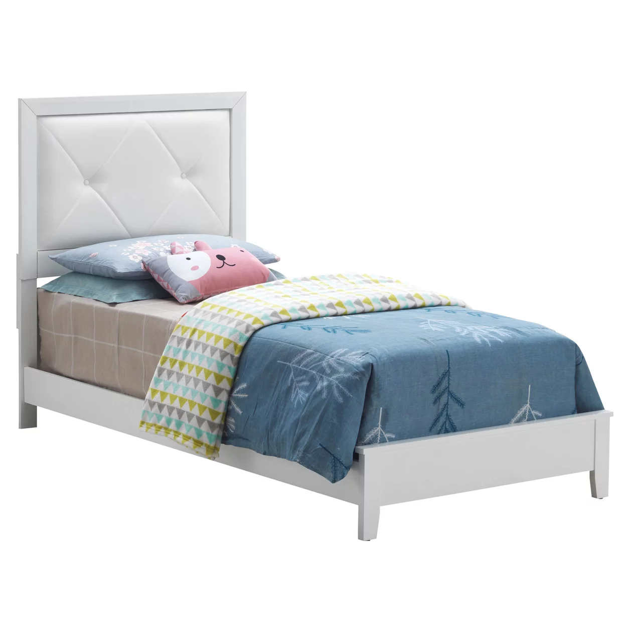 Primo White Tufted Faux Leather Upholstered Twin Panel Bed