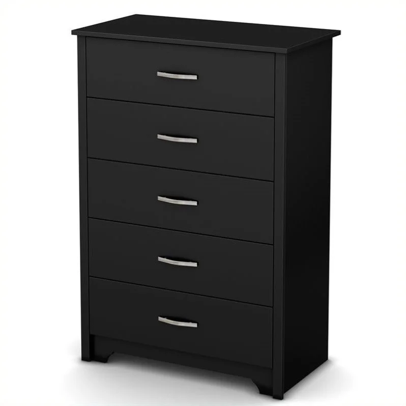 South Shore Fusion Contemporary 5-Drawers Dresser Pure Black