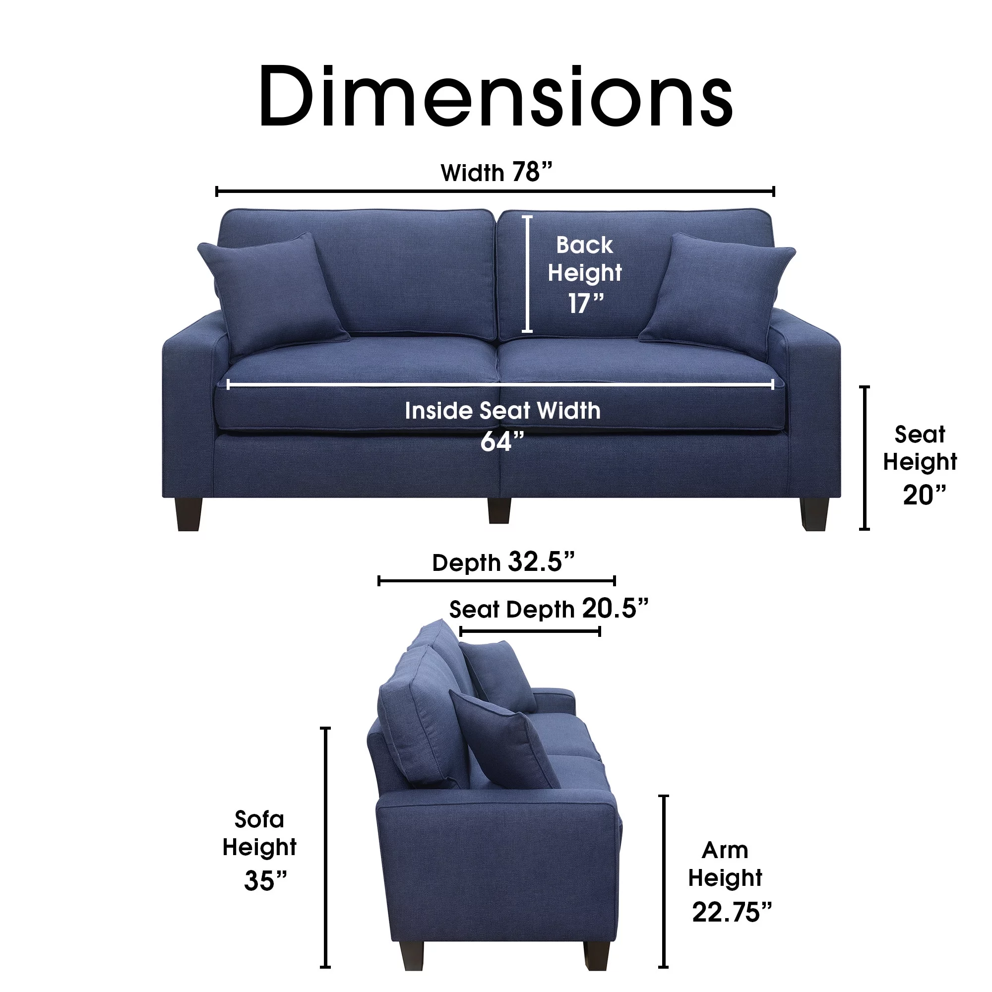 Serta Palisades 78 Sofa Navy Blue
