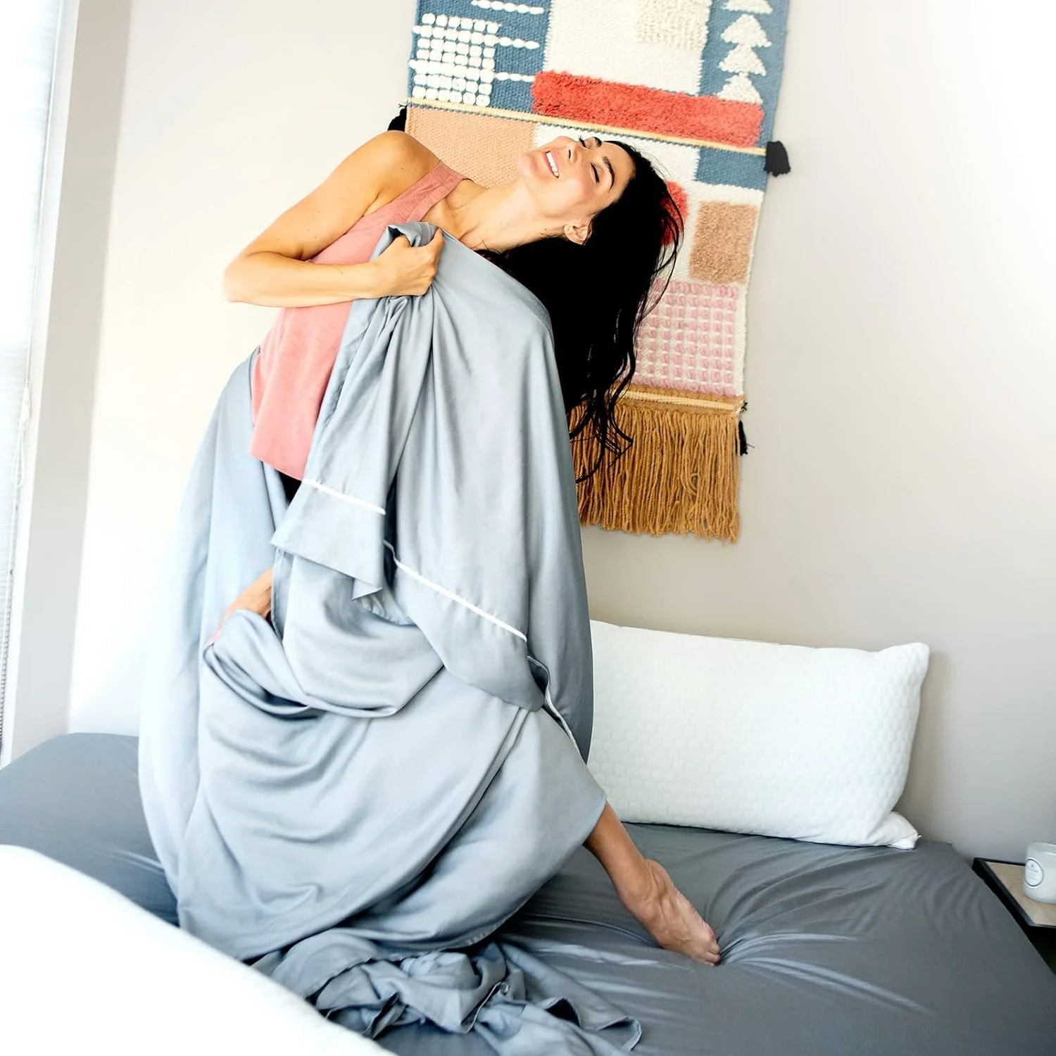 Bamboo Bed | 100% Viscose From Bamboo | Breathable With Temperature Control | Soft, Silky, Light Bed (Gray, Cal King)