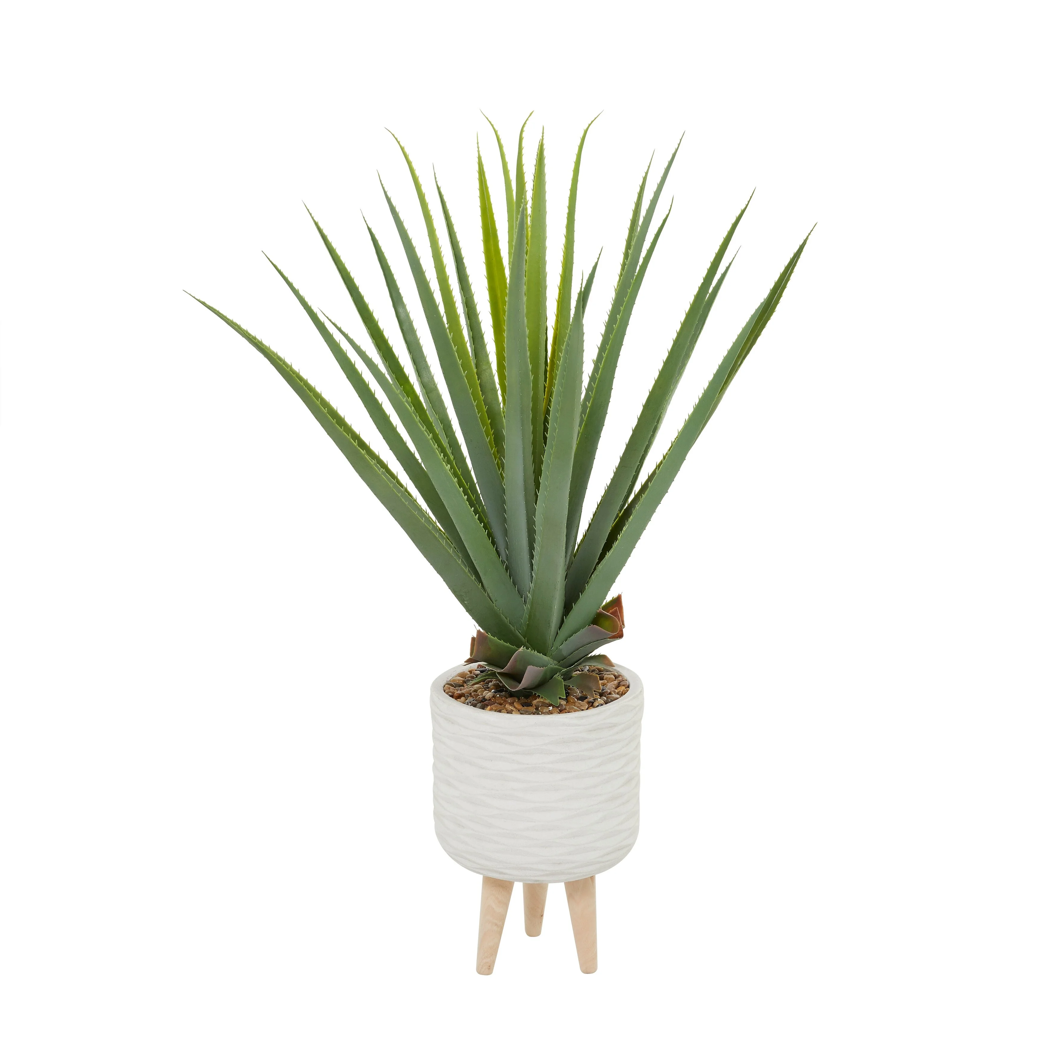 The Novogratz  Green Faux Foliage Agave Artificial Plant with Realistic Leaves and White Ceramic Pot - 31x27