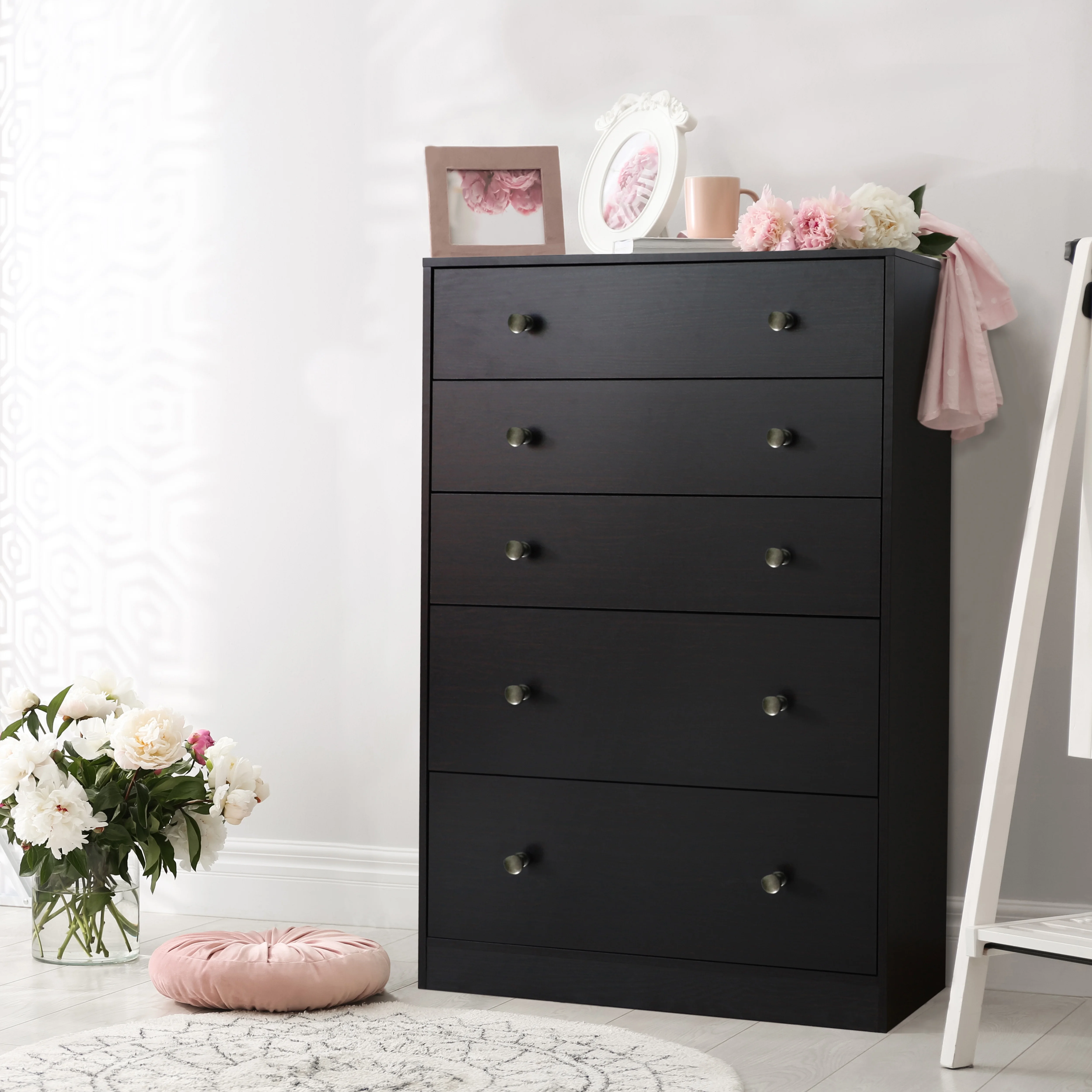 VEIKOUS 5-Drawer Dresser Chest Oversized for Bedroom Storage, Espresso Brown