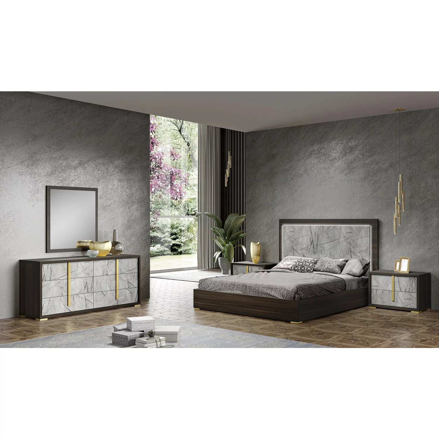 J&M Furniture Travertine Queen Bed