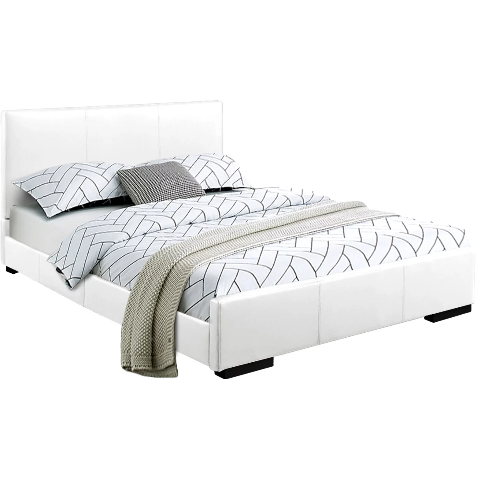 Camden Isle Abbey Platform Bed | Upholstered | Low Profile | Twin, White