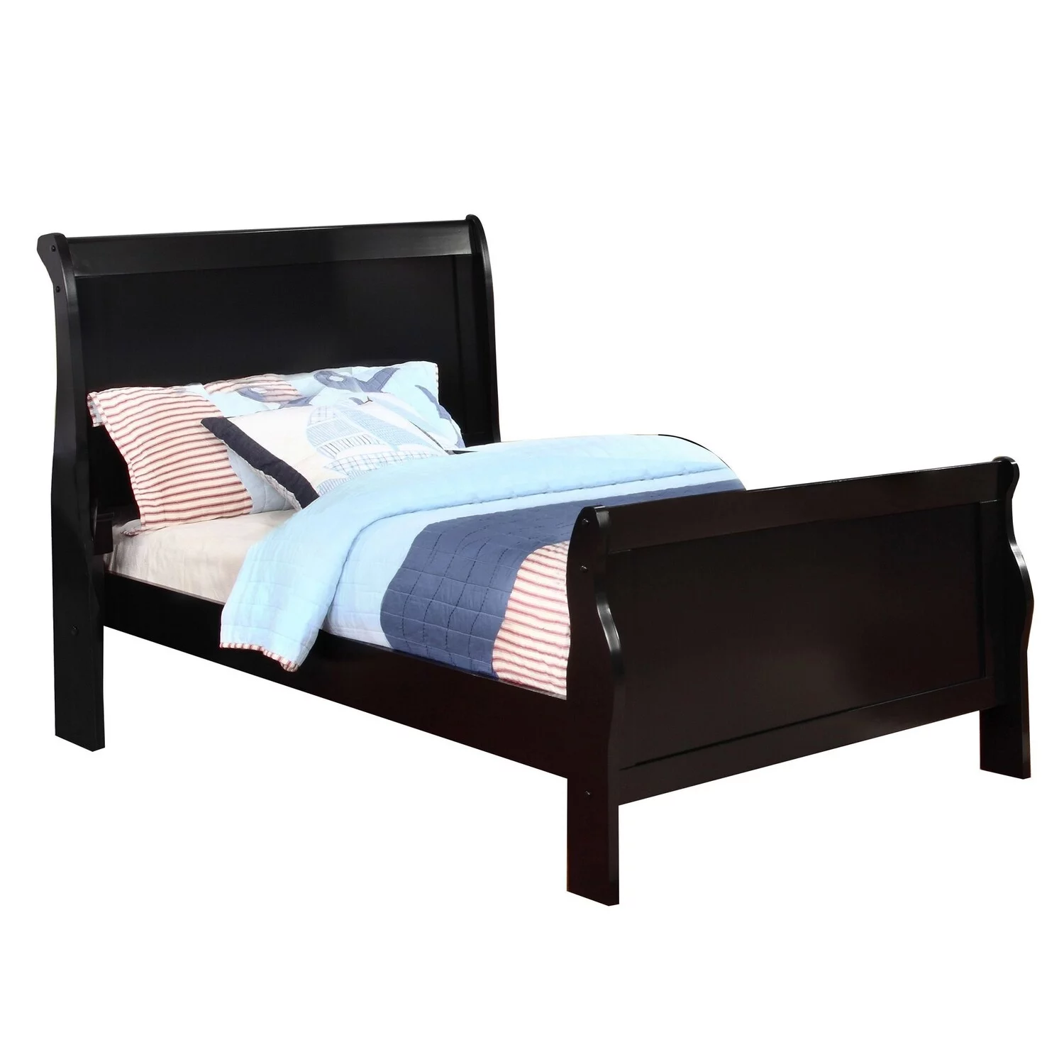 Traditional Style Wooden Twin Size Sleigh Bed Black