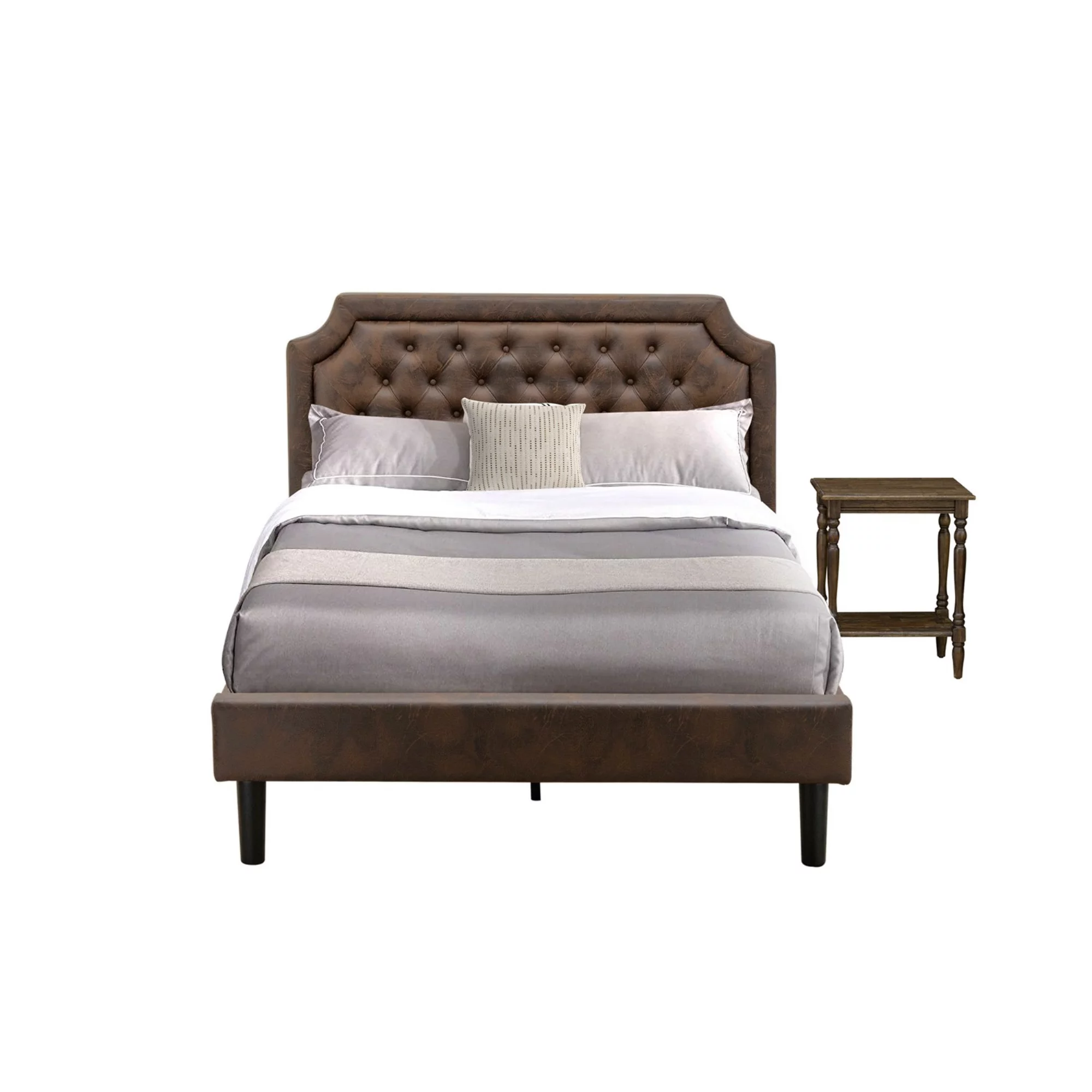 East West Furniture Granbury 2-Piece Wood Full Bedroom Set in Dark Brown
