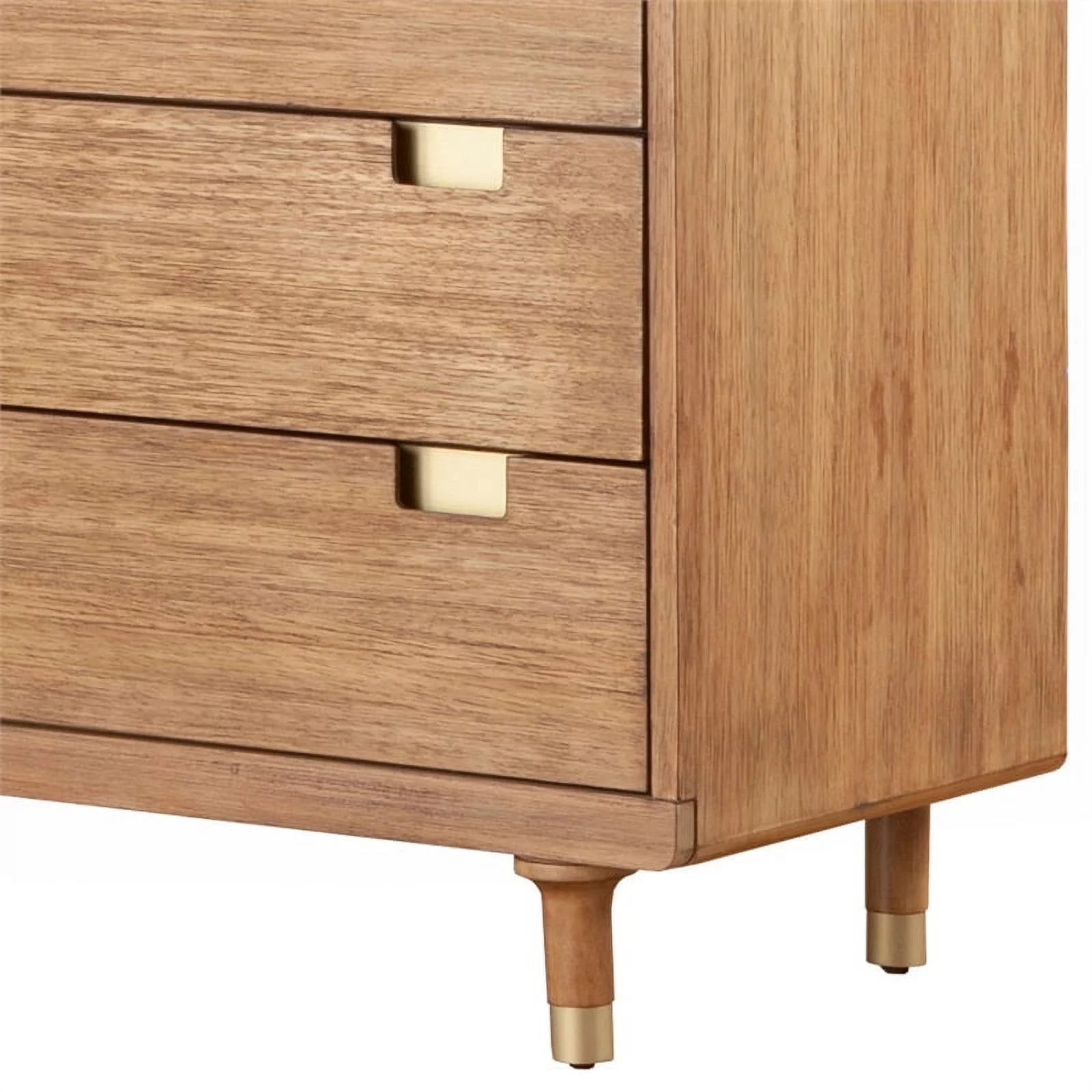 60 Inch 6 Drawer Wooden Dresser with Cutout Pulls, Brown