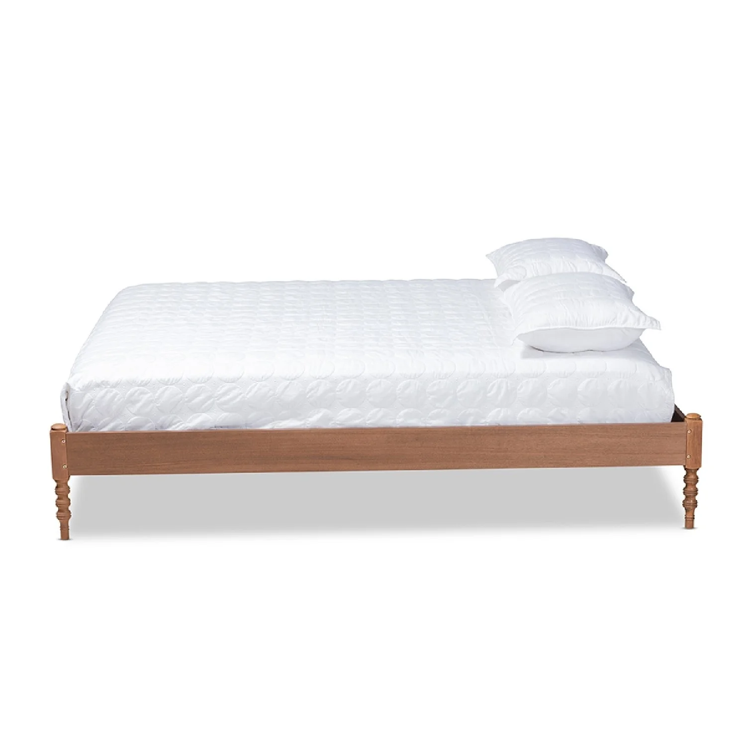 Baxton Studio Cielle French Bohemian Ash Walnut Finished Wood Queen Size Platform Bed Frame