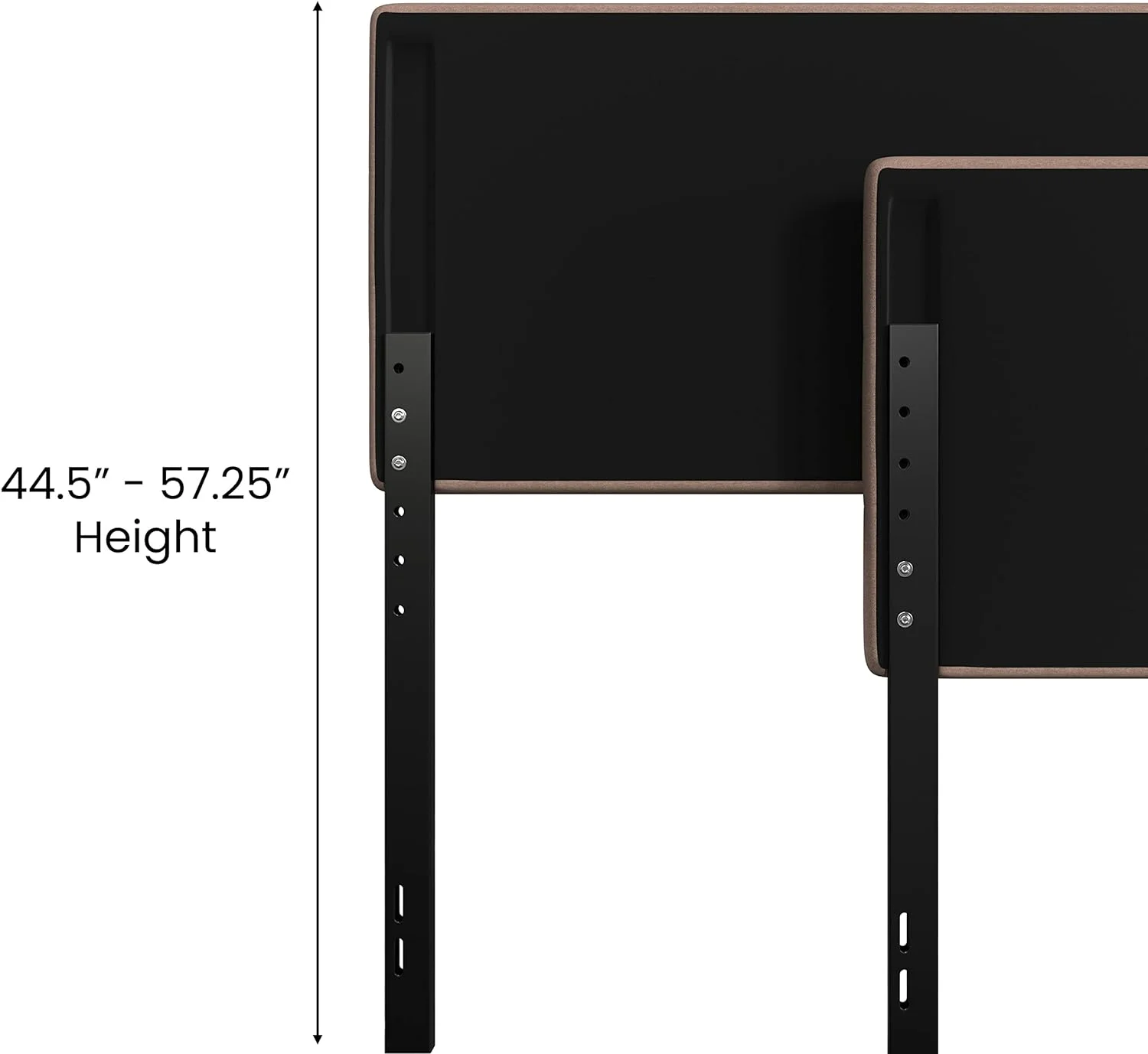 Gannon Modern White Fabric Upholstered Full Headboard With Horizontal Line Stitching And Adjustable Height Rail Slots