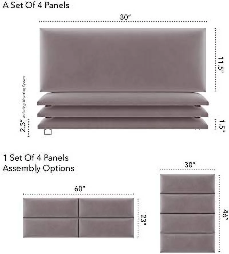 KHBIULIFE Upholstered Headboards - Accent Wall Panels - Vintage Leather White Dove - Twin/King - Set of 4 Panels (Each Individual Panel 39"x11.5")