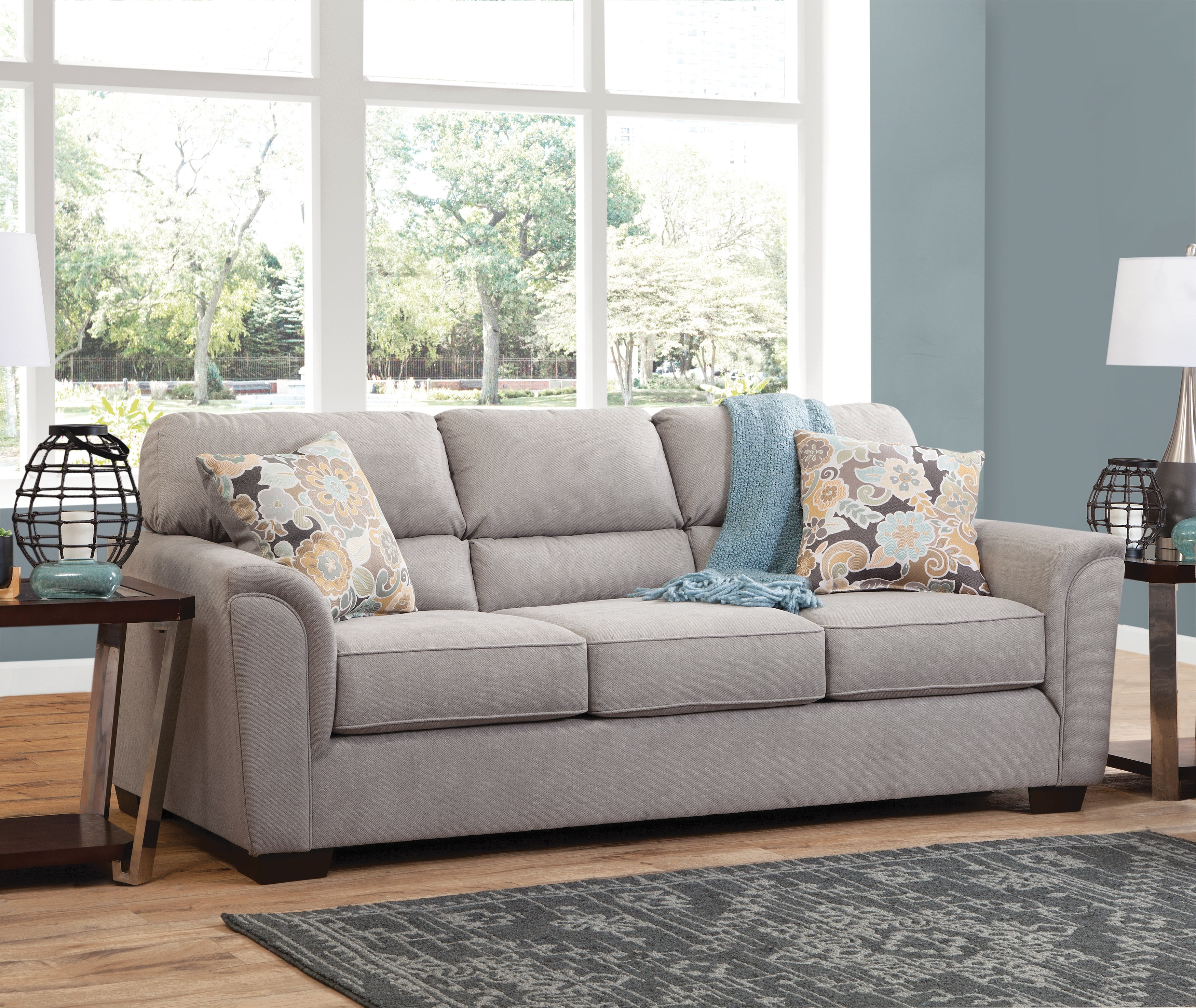 American Furniture Classics Model 8-010-A401V6 Flared Arm Miranda Sofa with Two Pillows