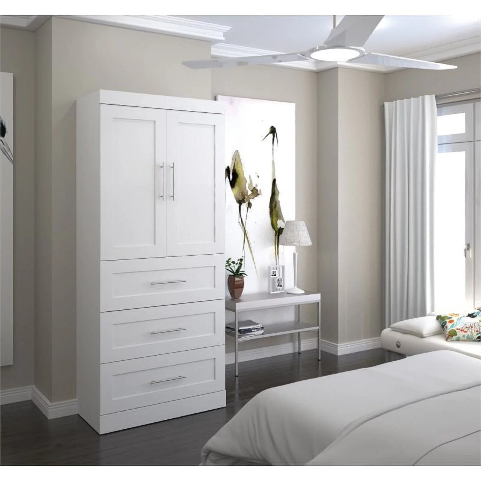 Atlin Designs 3-Drawer Set and Door Wood Storage Unit in White