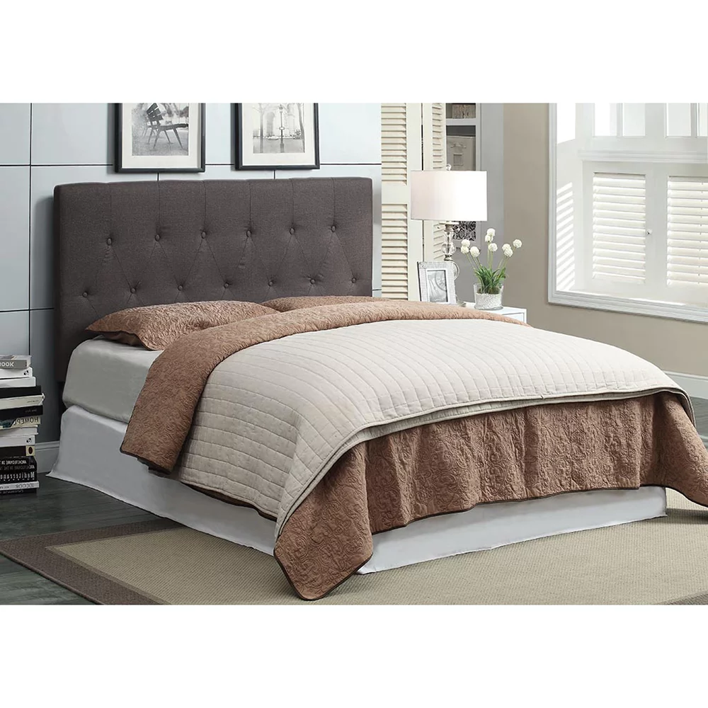 Furniture of America Matha Linen-like Fabric Headboard, Full/Queen, Gray