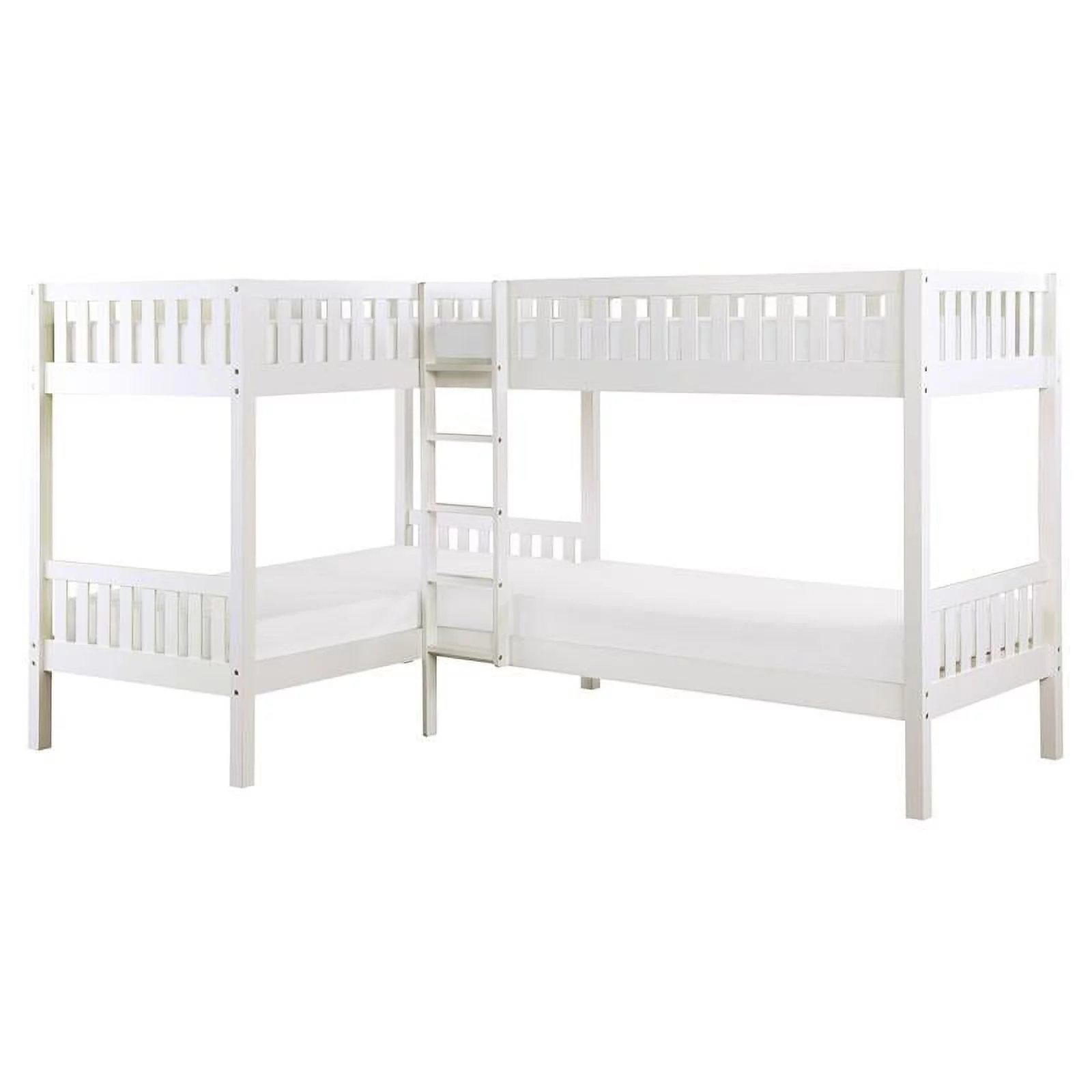 Lexicon Galen Transitional Wood Corner Twin Bunk Bed in White