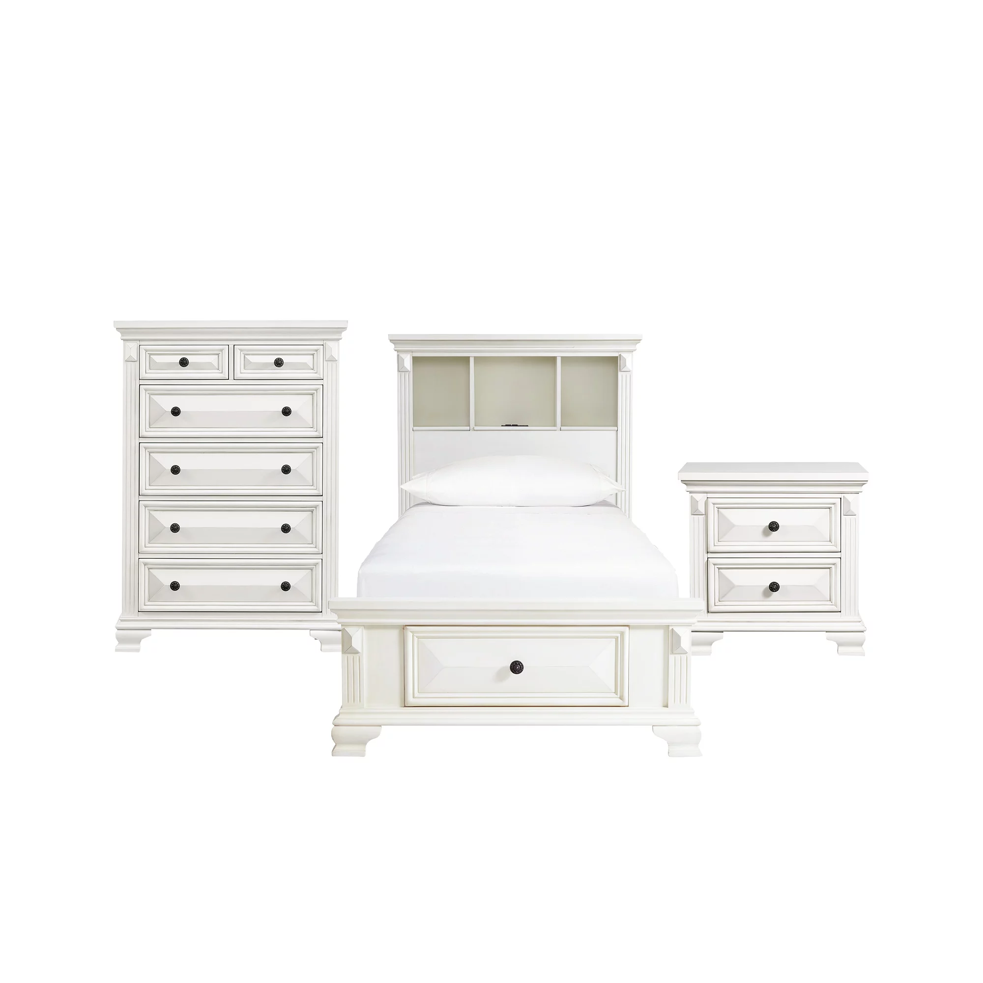 Picket House Furnishings Trent Twin Storage 3PC Bedroom Set in White