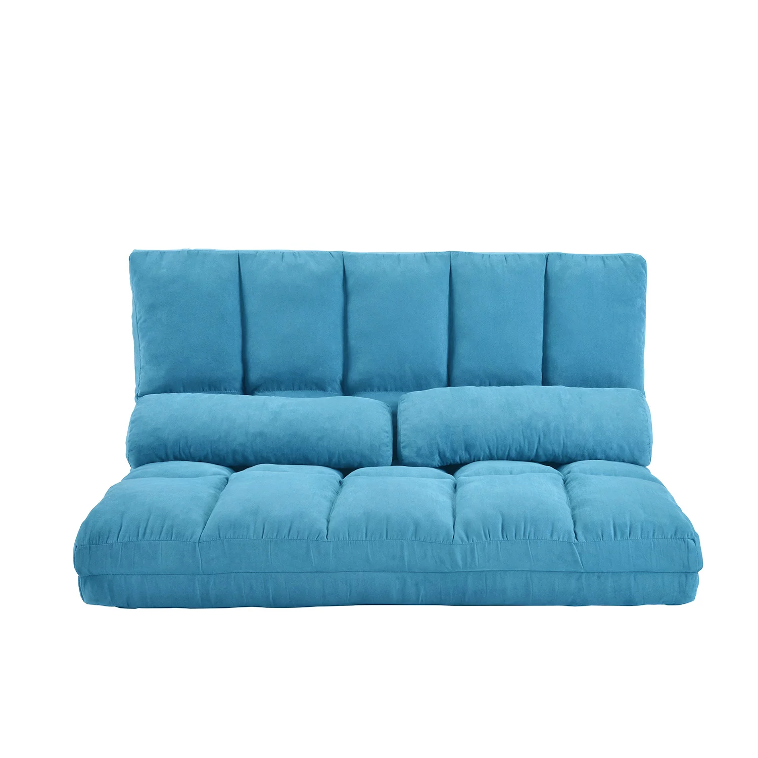 Bellemave Double Chaise Lounge Sofa, Fabric Floor Couch with Two Pillows, Blue