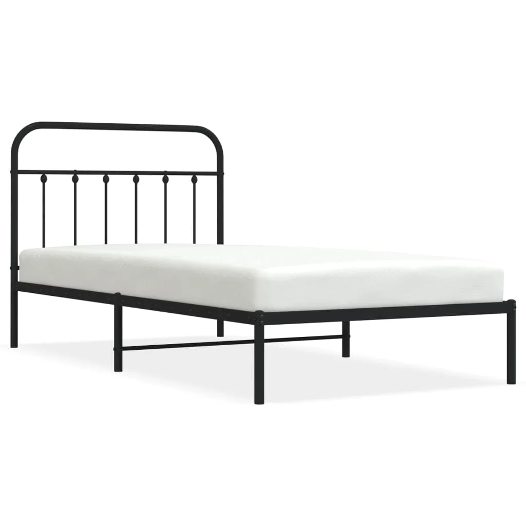 Tomshoo Metal Bed Frame with Headboard, Sturdy and Timeless Design, Black, 39.4