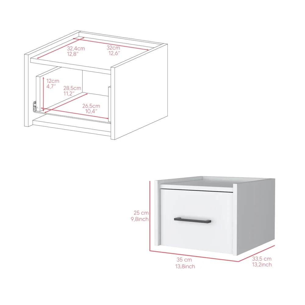CoSoTower Floating Nightstand Calion, Bedroom, White
