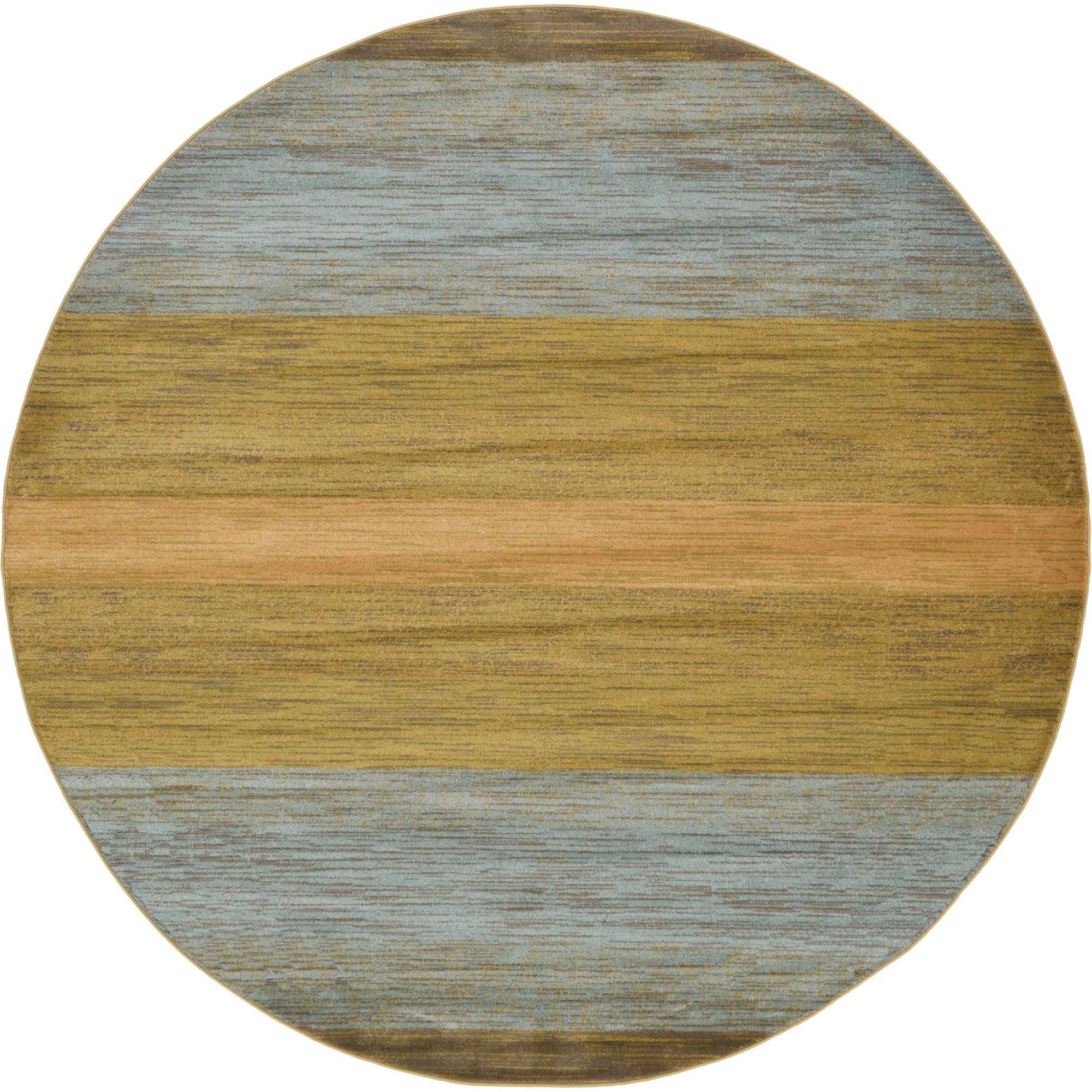 Unique Loom Manila Fars Rug Multi/Light Brown 8' Round Striped Modern Perfect For Dining Room Entryway Bed Room Kids Room