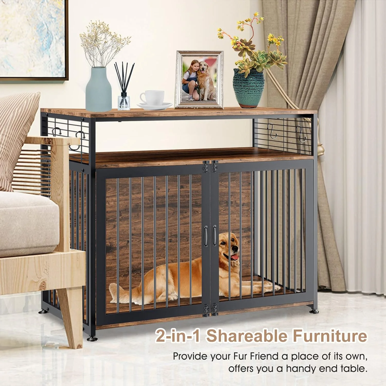 FICISOG Wooden Dog Crate Furniture, 41