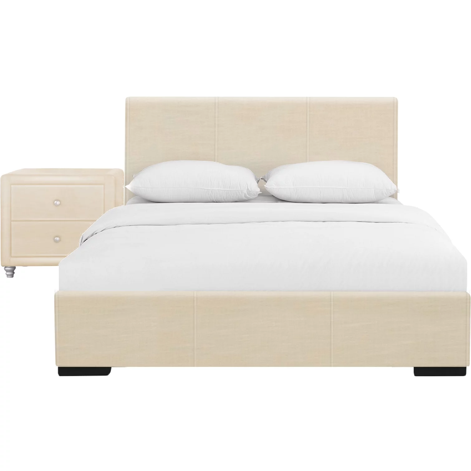 Camden Isle Hindes Platform Bedroom Set | Upholstered | Low Profile | Full, Beige