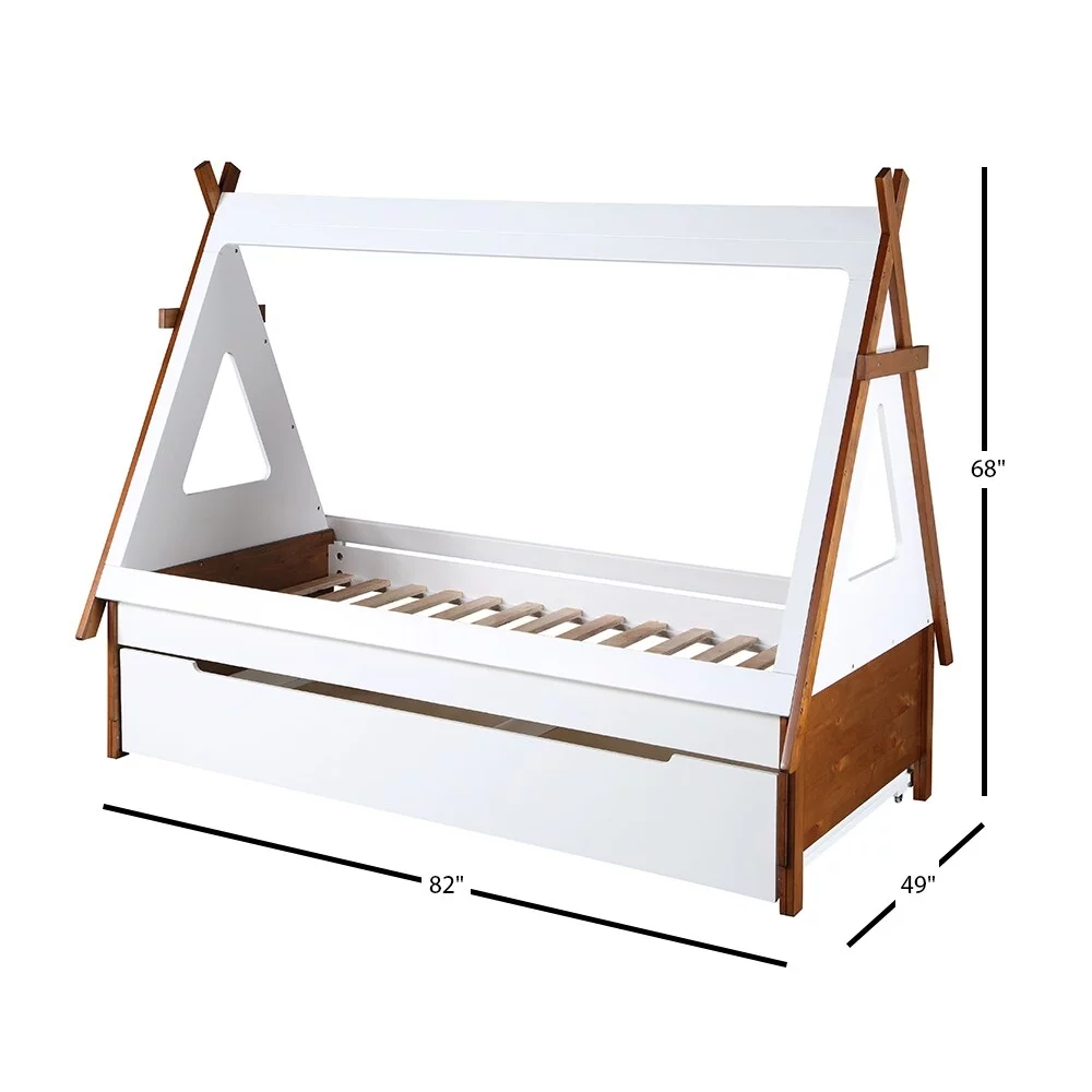 Loreen Twin Bed in Oak & White Finish