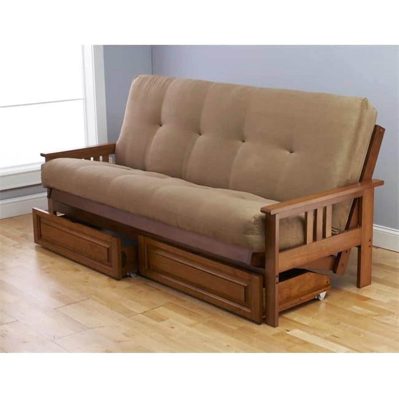 Monterey Frame Suede Mattress & Storage Drawers, Tan - Tan