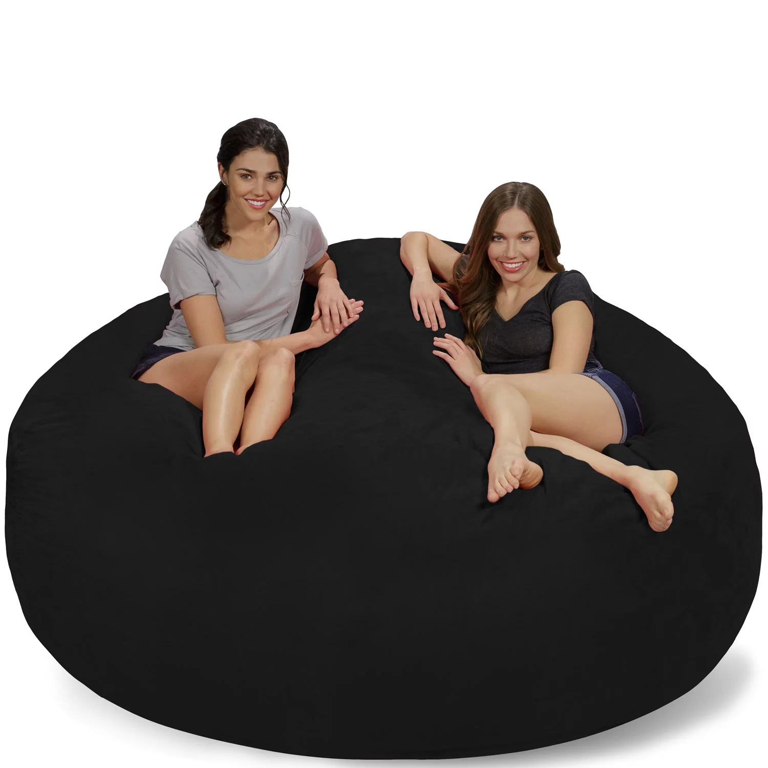 Chill Sack Bean Bag Chair, Memory Foam Lounger with Microsuede Cover, Kids, Adults, 7 ft, Black