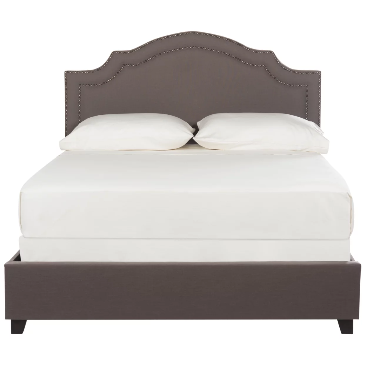 SAFAVIEH Theron Modern Elegant Upholstered Bed Frame with Nail Heads, Twin, Dark Taupe