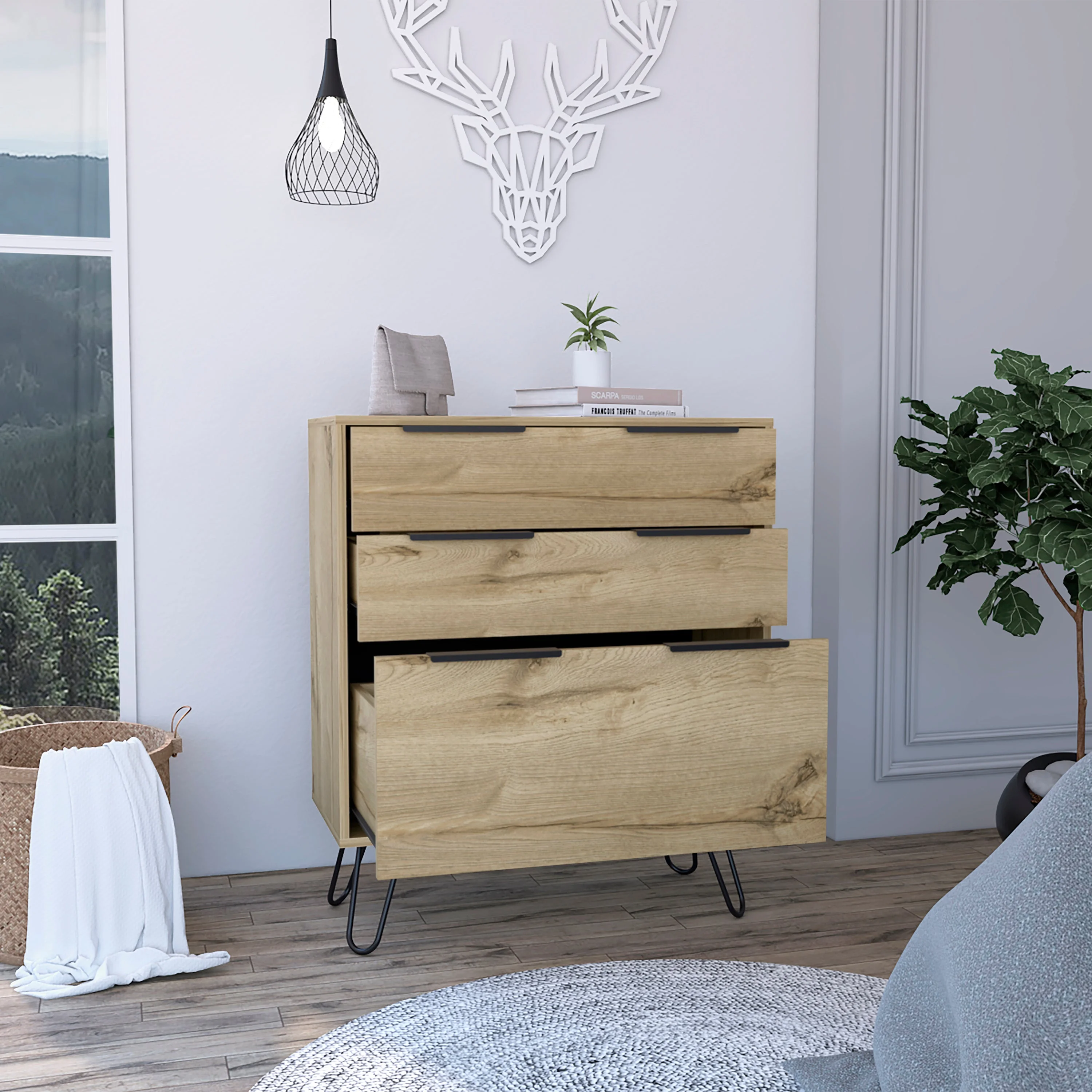 Boahaus Aung Dresser, Manufactured Wood, for Adults, Light Oak
