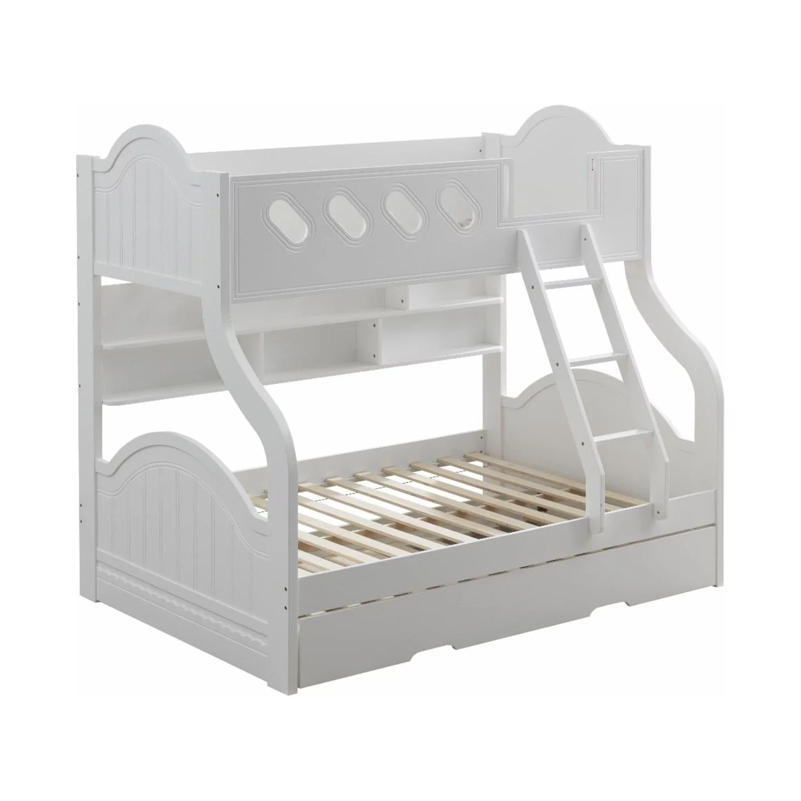 Grover Twin/Full Bunk Bed with Storage in White